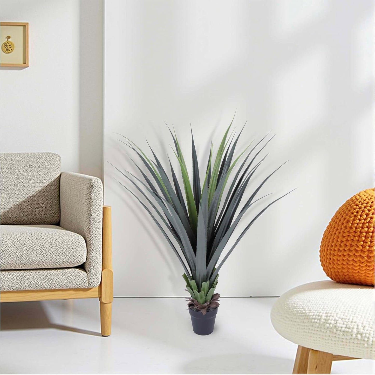 44inch Artificial Agave Plant Potted Plants Fake Agave Plant for Home Office Garden Indoor Outdoor Decoration (1PACK)
