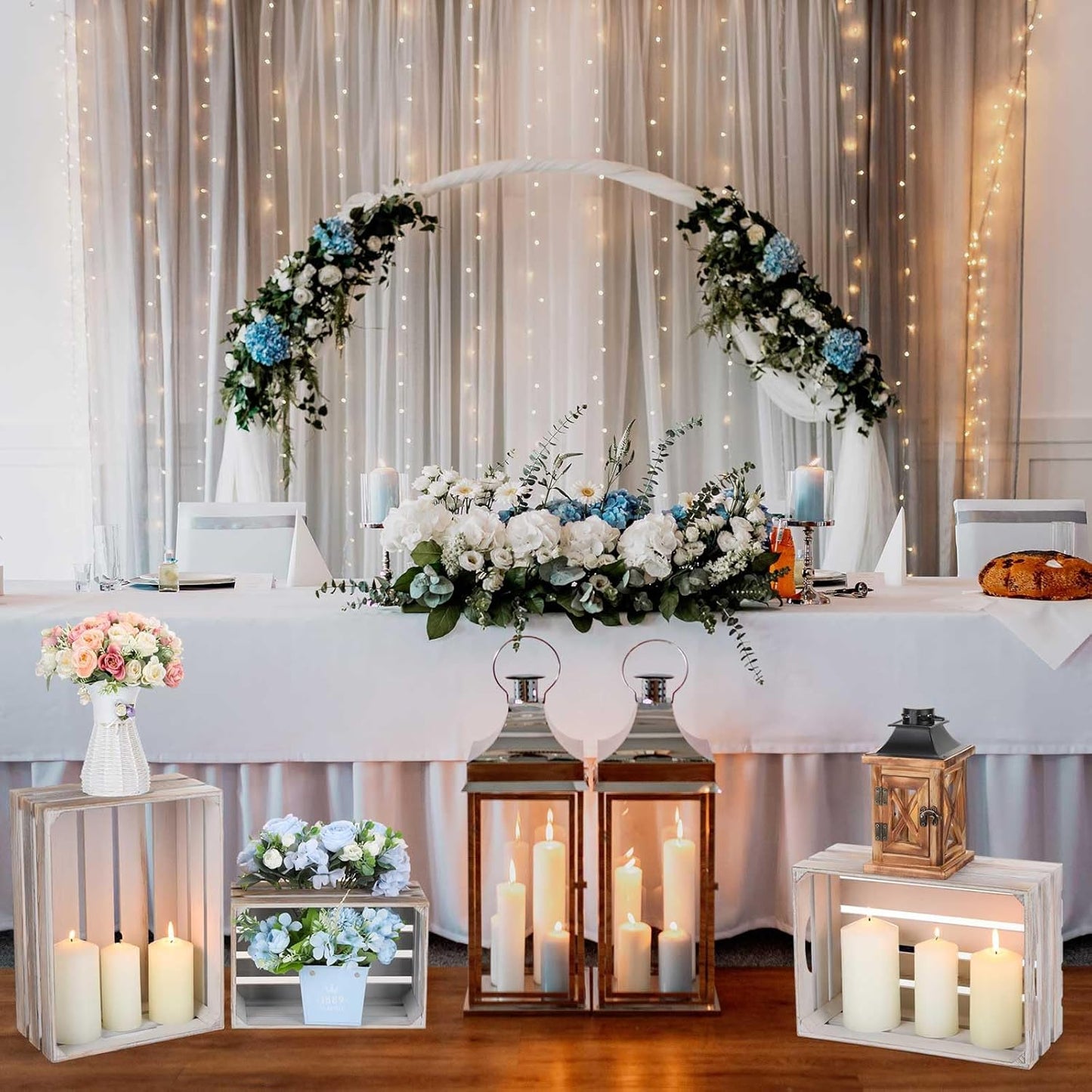 Soaoo 5 Pcs Decorative Nesting Wooden Crates for Storage Display 5 Size Large Small Rustic Wood Decorative Storage Crates with Handle Farmhouse Crate Box Container Made from Pine(Vintage Gray)