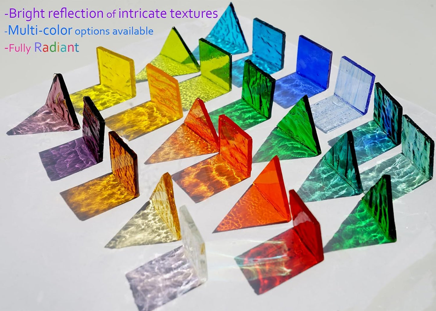 Large Crisp Textured Glass Mosaic Tiles - 200g Stained Glass Pieces, 4 Shapes Pre-Cut for DIY Mosaic Crafts, Blood Red