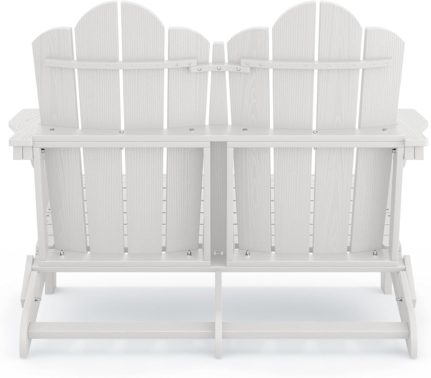 SERWALL Folding Adirondack Bench, HDPE All-Weather Adirondack Loveseat, 660 lbs Capacity, Foldable Outdoor Patio Bench for Deck, Lawn, Garden, White