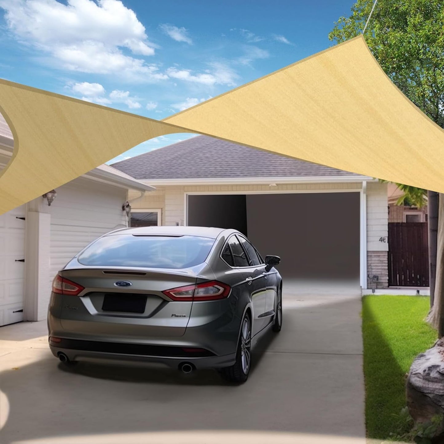 KANAGAWA Sun Shade Sail Curved 10'X13' Beige Rectangle Outdoor Shade Cover UV Blovk Canopy for Patio Garden Backyard Heavy Duty Permeable 185GSM (We Make Custom Size)