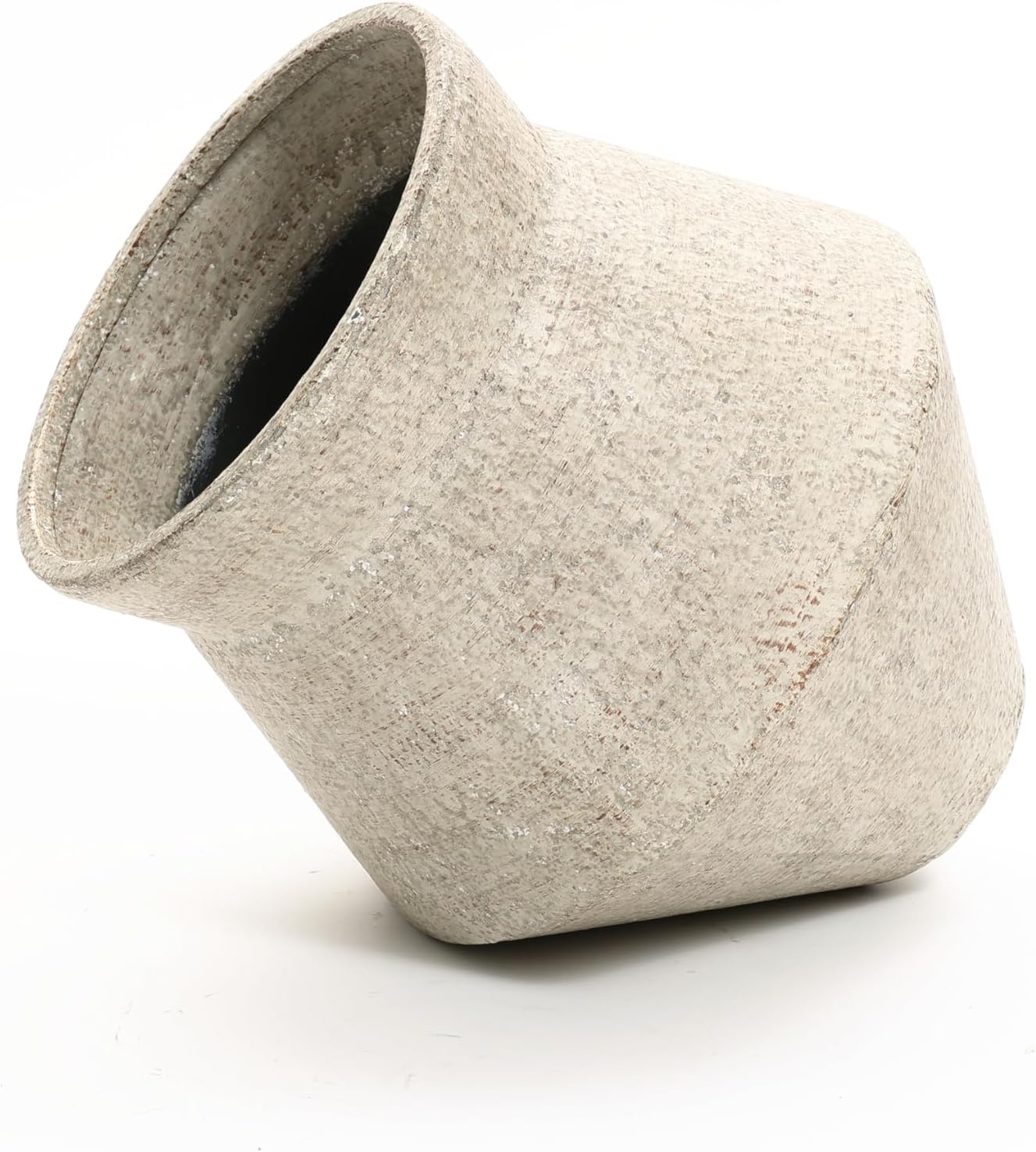 LuxenHome Planters for Indoor Plants, Set of 2 Indoor Plant Pots, Novelty Decorative Planters with Black Metal Stands, Distressed Cachepot Cauldron Large Floor Flower Pot for Living Room, 11 & 16 Inch