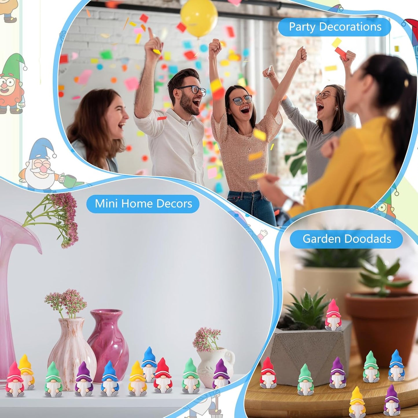 15 Pcs Mini Gnomes Figurines Tiny Fairy Resin Gnomes Statue Garden Bulk for Goody Bag Stuffers Filler Party Favors Gifts Decor Dwarf Statues Garden Dollhouse Micro Landscape Accessories