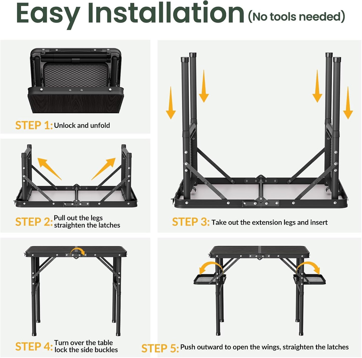 Titanker Folding Camping Table Small 2ft, Small Camp Table Portable with 50% Extra Space, Folding Picnic Set, Portable Beach Table, Car Camping Essentials, Aluminum Light & Solid