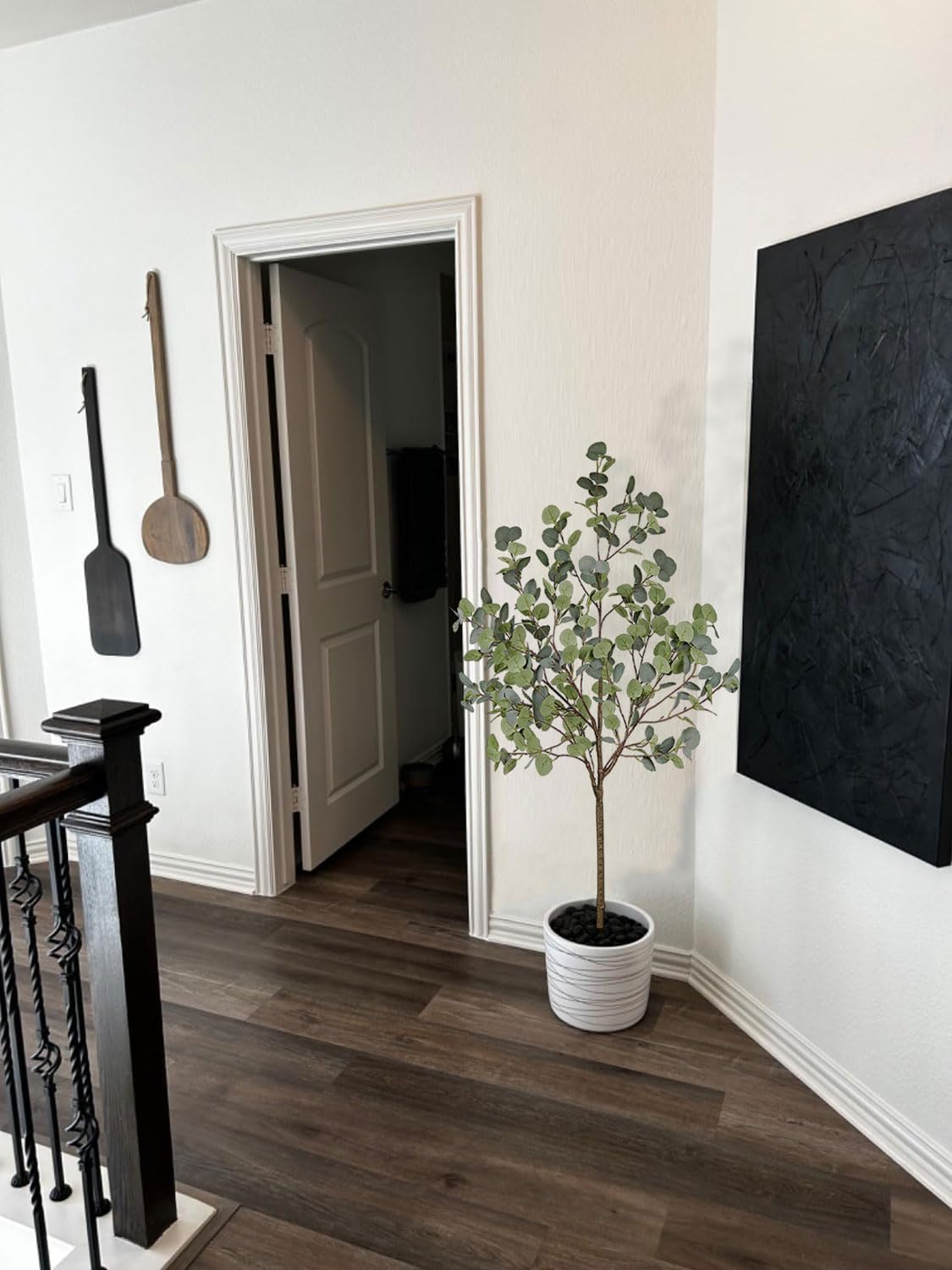 Aveyas 5ft Artificial Eucalyptus Tree for Home Decor, 5 Feet Large Faux Floor Plant Fake Silk Trees with Pot for Indoor Outdoor House Living Room Office (5 ft Tall)