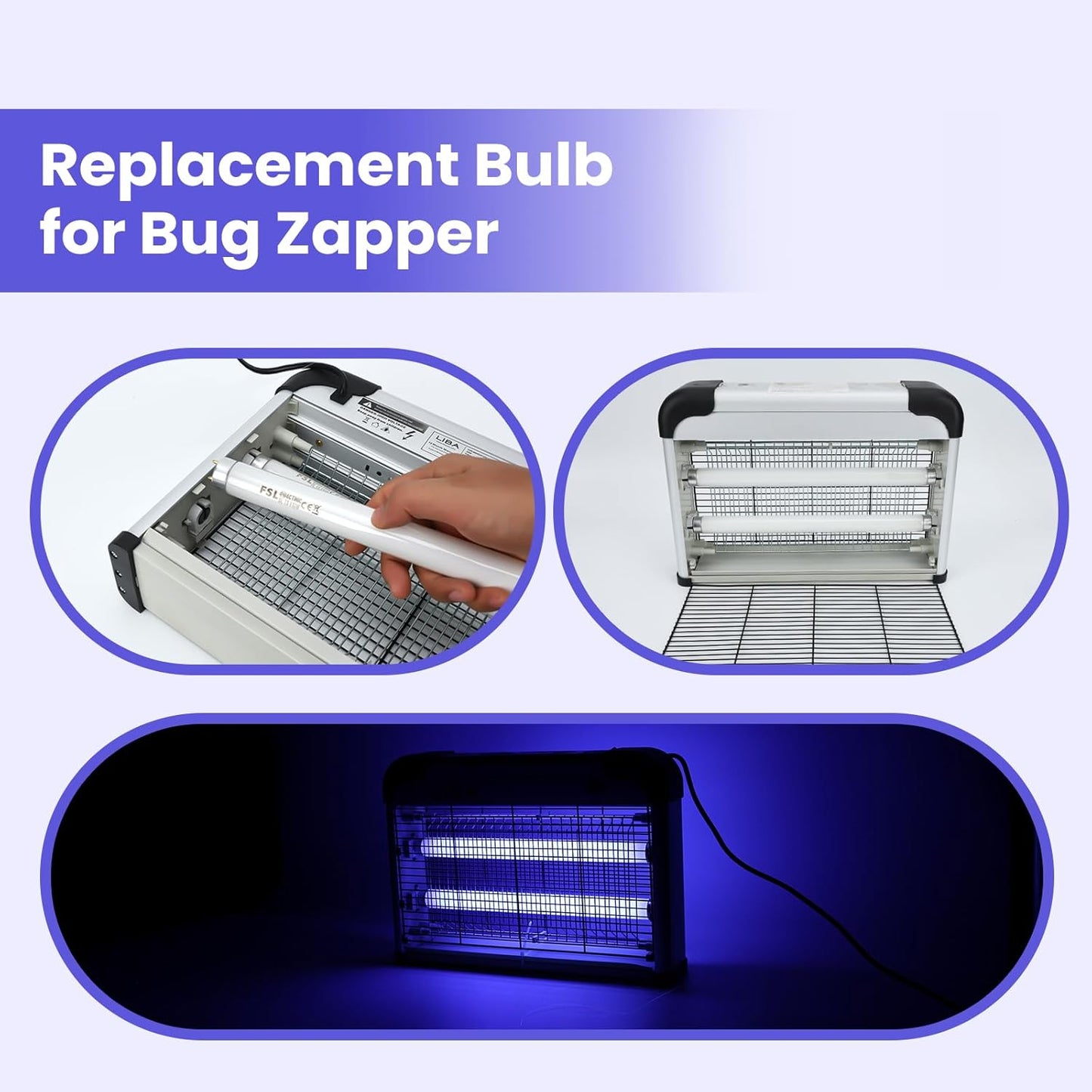 LiBa Bug Zapper Replacement UV Lamp Bulb - 10W Light Tubes, Compatible with 20W Indoor Electronic Mosquito Lamp, Suitable for LiBa Indoor Mosquito Zapper
