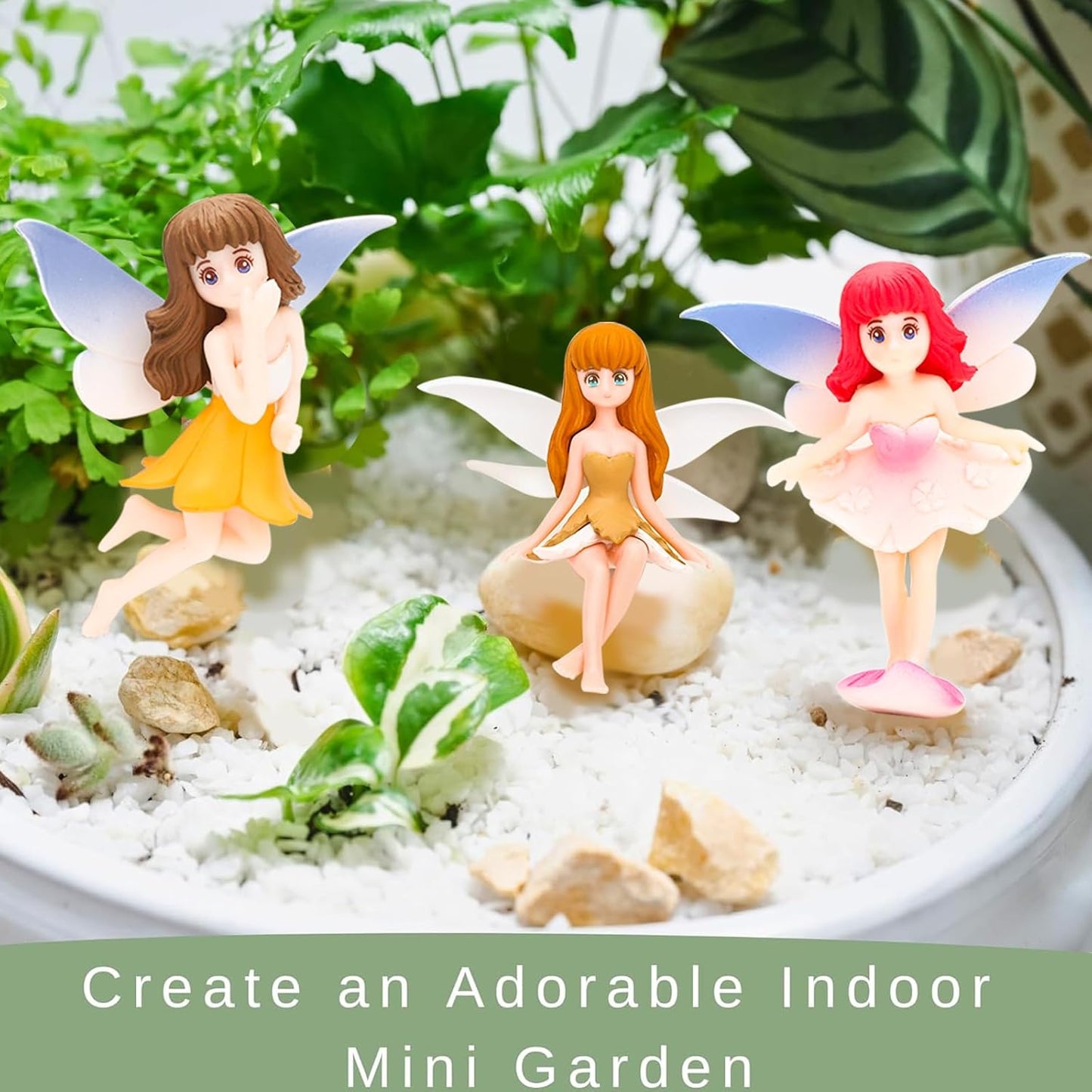 ONEST 12 Pieces Miniature Fairy Garden Accessories Small Fairy Figurines Hand Painted Fairies Figures Girl Fly Wing Figurines for Car Decor Fairies Garden Flower Pot Birthday Cake Topper