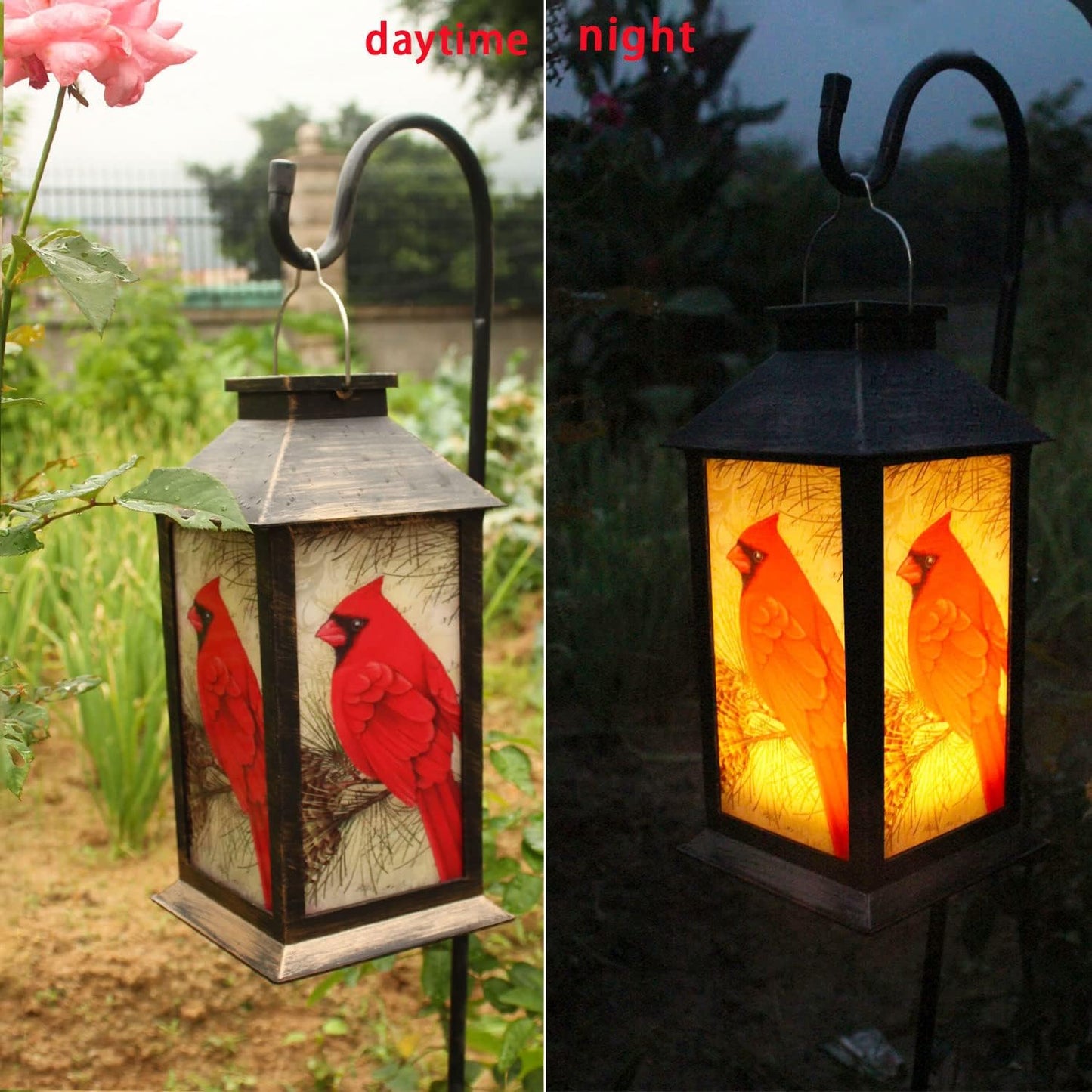 Solar Lanterns, Outdoor Hanging Lanterns Waterproof LED Solar Cardinal Lights Tabletop Lamp for Outdoor Patio Garden as Gifts for Mom Grandma Women