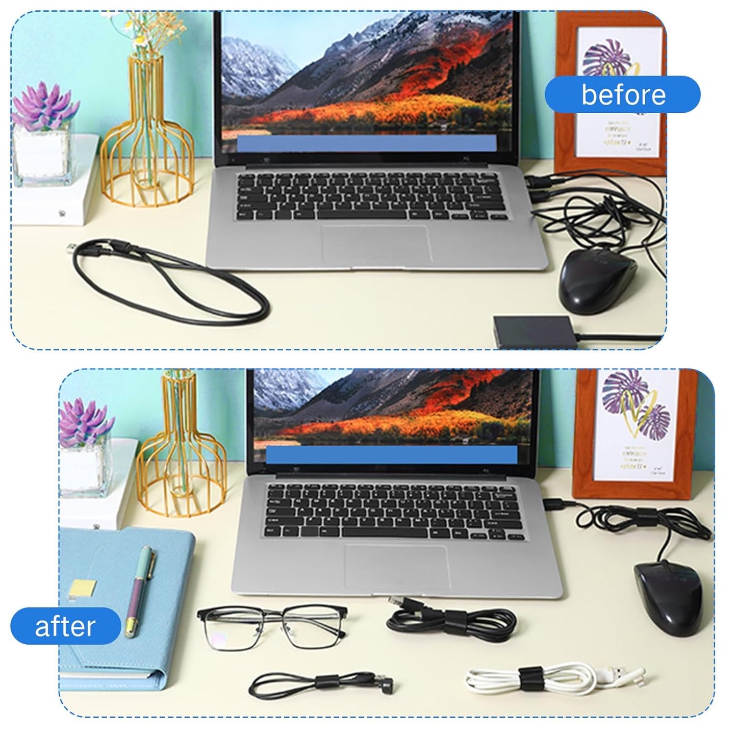 WILLBOND 3/4 Inch x 300ft Fastening Tape Cable Ties Reusable Fastening Nylon Tape Double Side Hook Roll Hook and Loop Straps Wires Cords Management Wire Organizer Straps (Black)