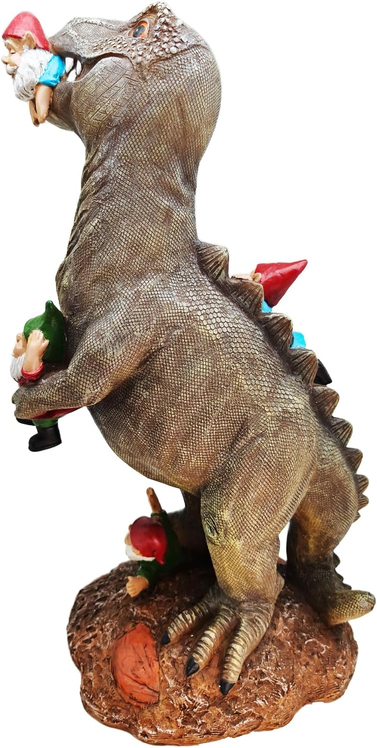 Cute Watchdog 18" Porch Dinosaur Statue Tall Large Strong, Suitable for Big Garden Yard, T Rex Decent Gift Party Décor Resin Funny Gnome Outdoor Indoor, Lawn Sculptures
