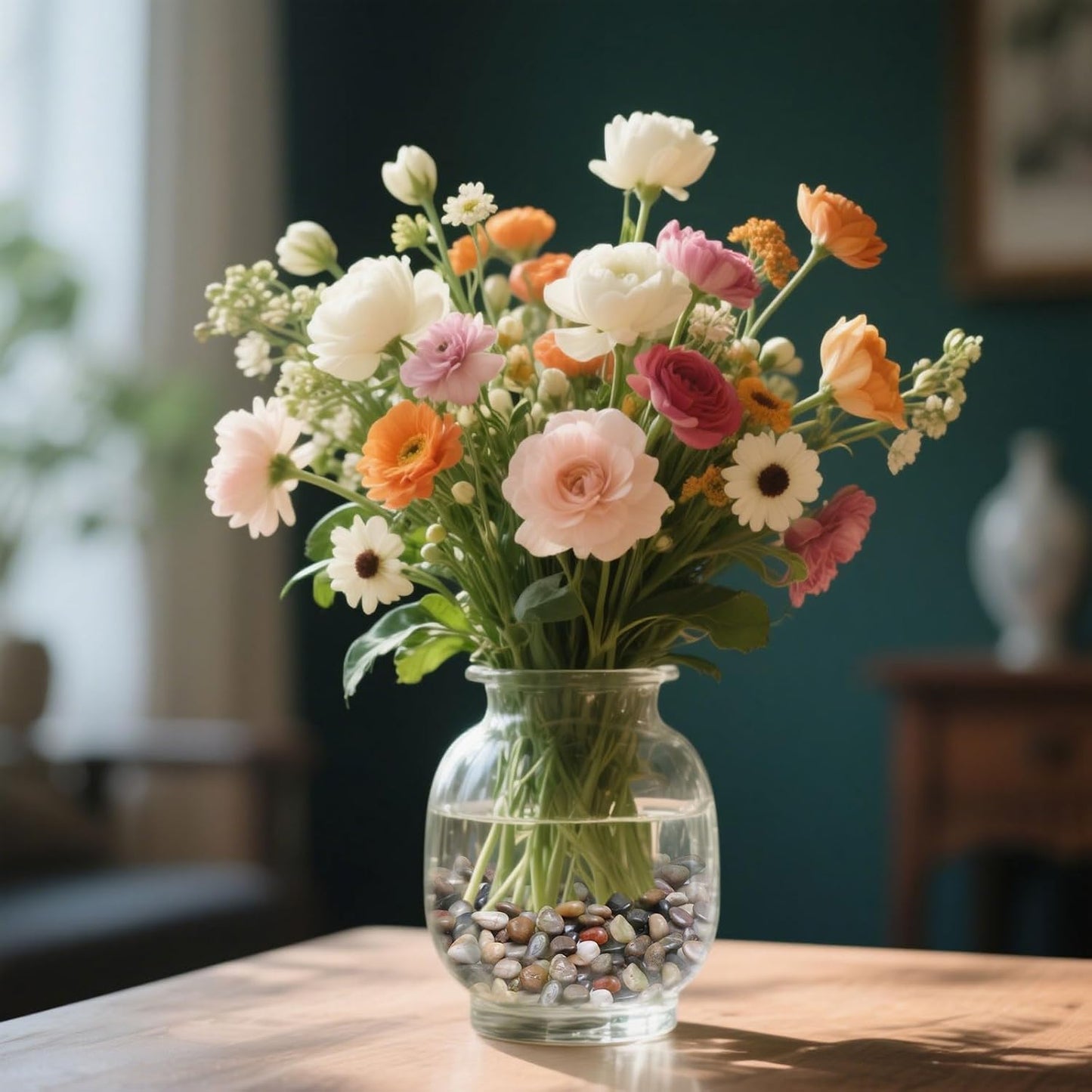 Calofulston 2.2lb Pebbles, 3/8 Inch Small Pebbles for Indoor Plants, Aquariums, Bamboo, Succulent, Vase, Outdoor Landscaping, Decorative Polished Plant Rocks for Pots Indoor, Mixed Color