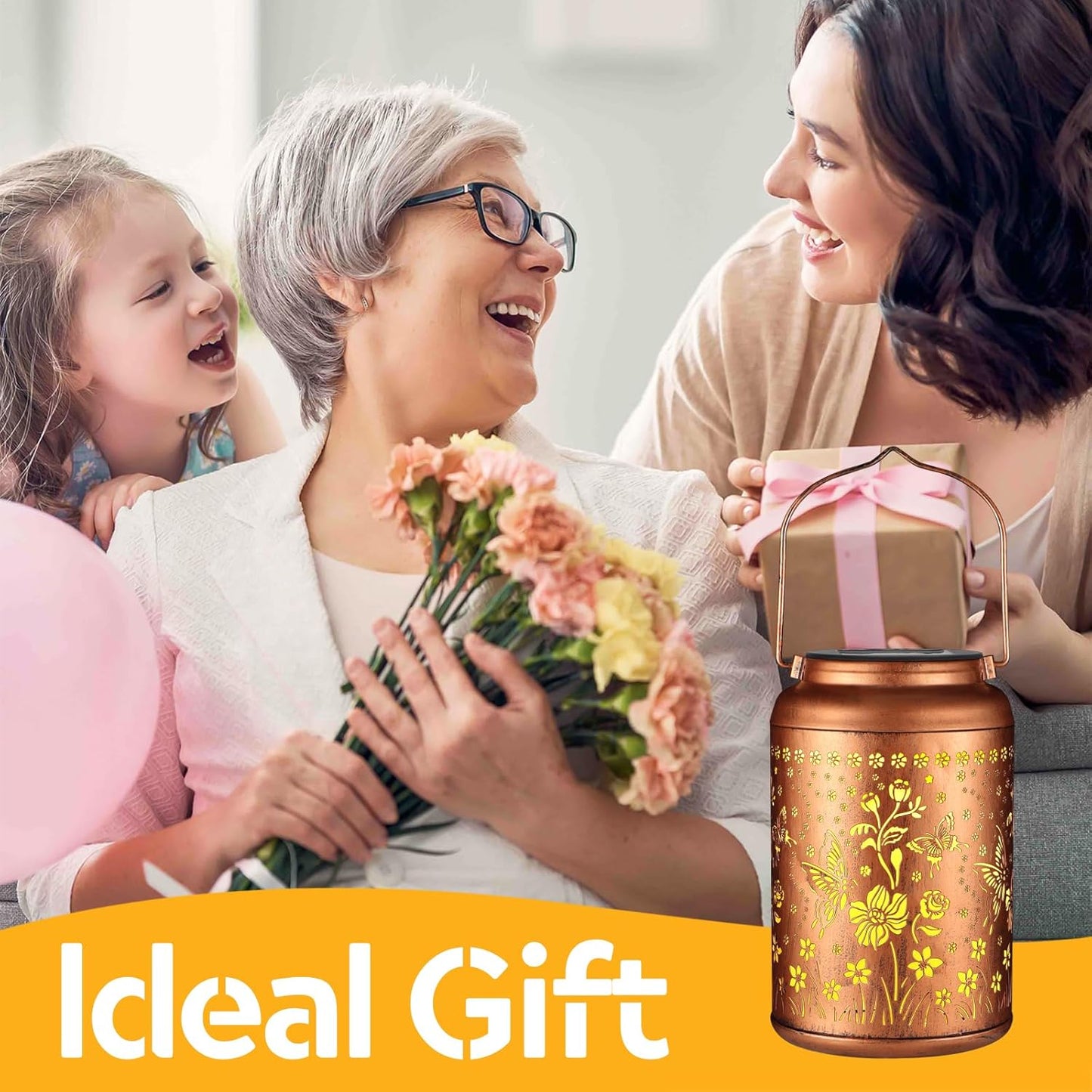 Solar Lanterns Outdoor Waterproof Hummingbird Garden Decor Christmas Gifts for Women Mom Grandma Hanging Lights Metal Solar Decoration Outside for Yard, Patio,Backyard(Butterfly and Sunflower)