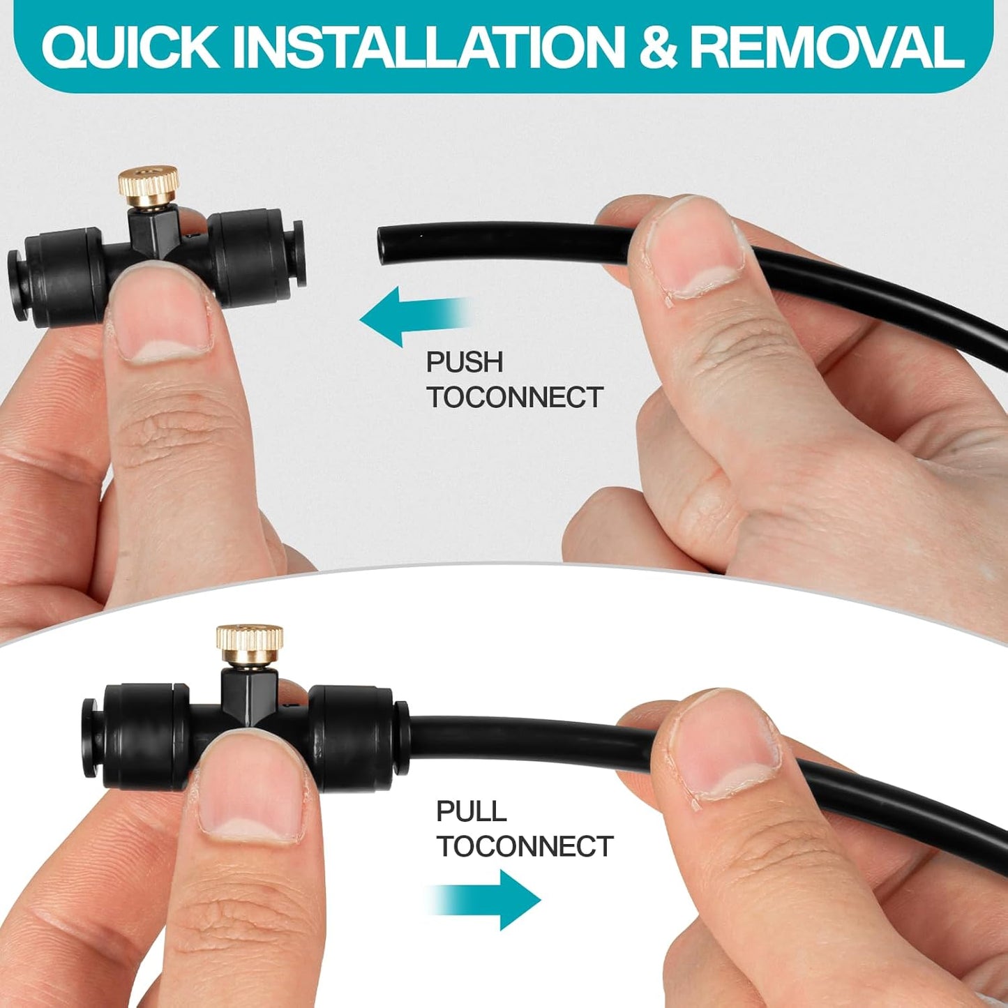 OnBrand Patio Water Misters for Cooling Outdoor, 40FT Mister for Outside with 3/4" Adapter and 11 Brass Mist Nozzles, Misting Cooling System with 11 Atomizing Connectors for Kids Pets Party Camping