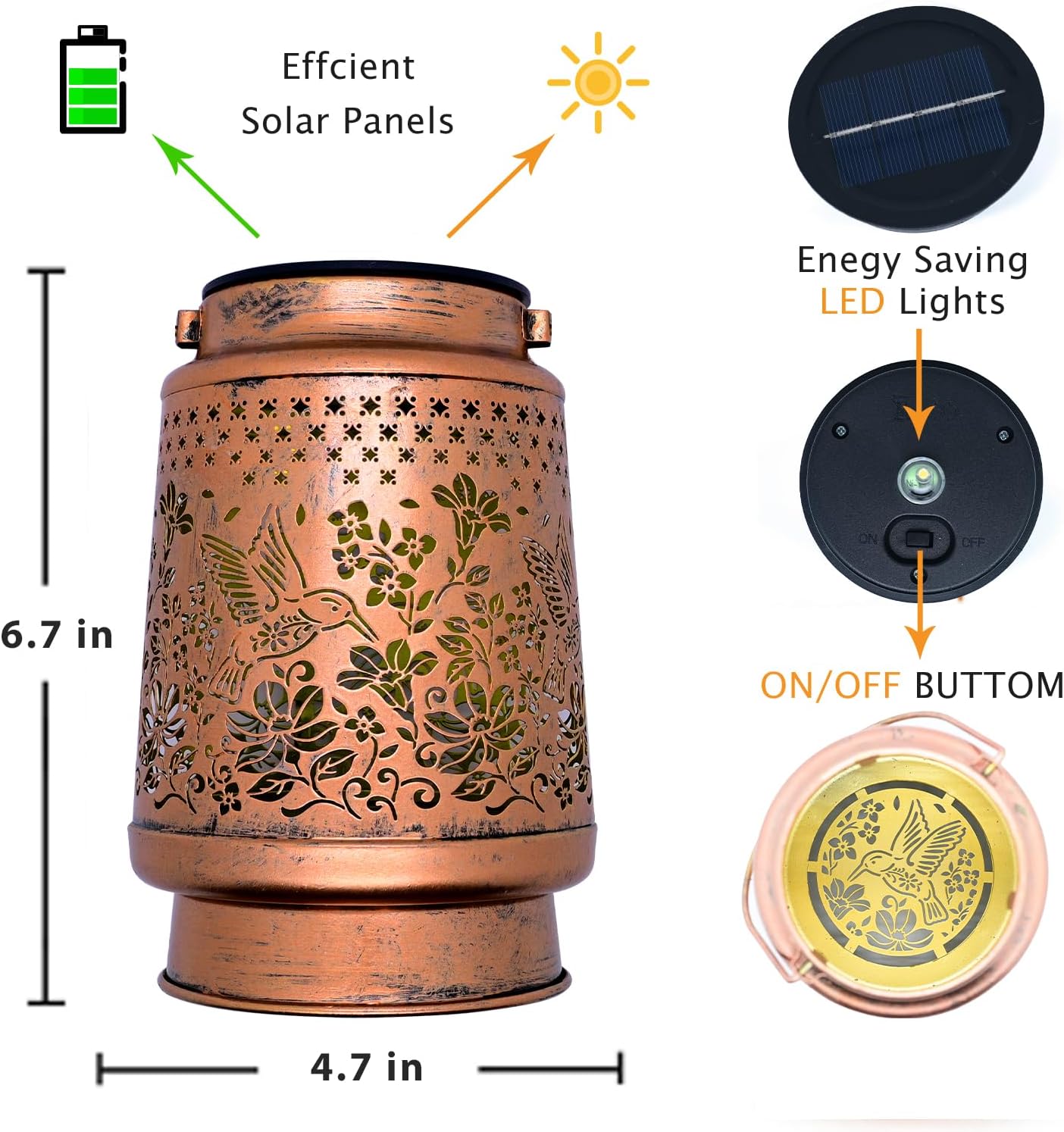 Solar Lanterns Outdoor Waterproof, Hummingbird Hanging Solar Lanterns Birthday Gifts for Women Mom Grandma, Garden Decor for Patio Yard Lawn Backyard Porch