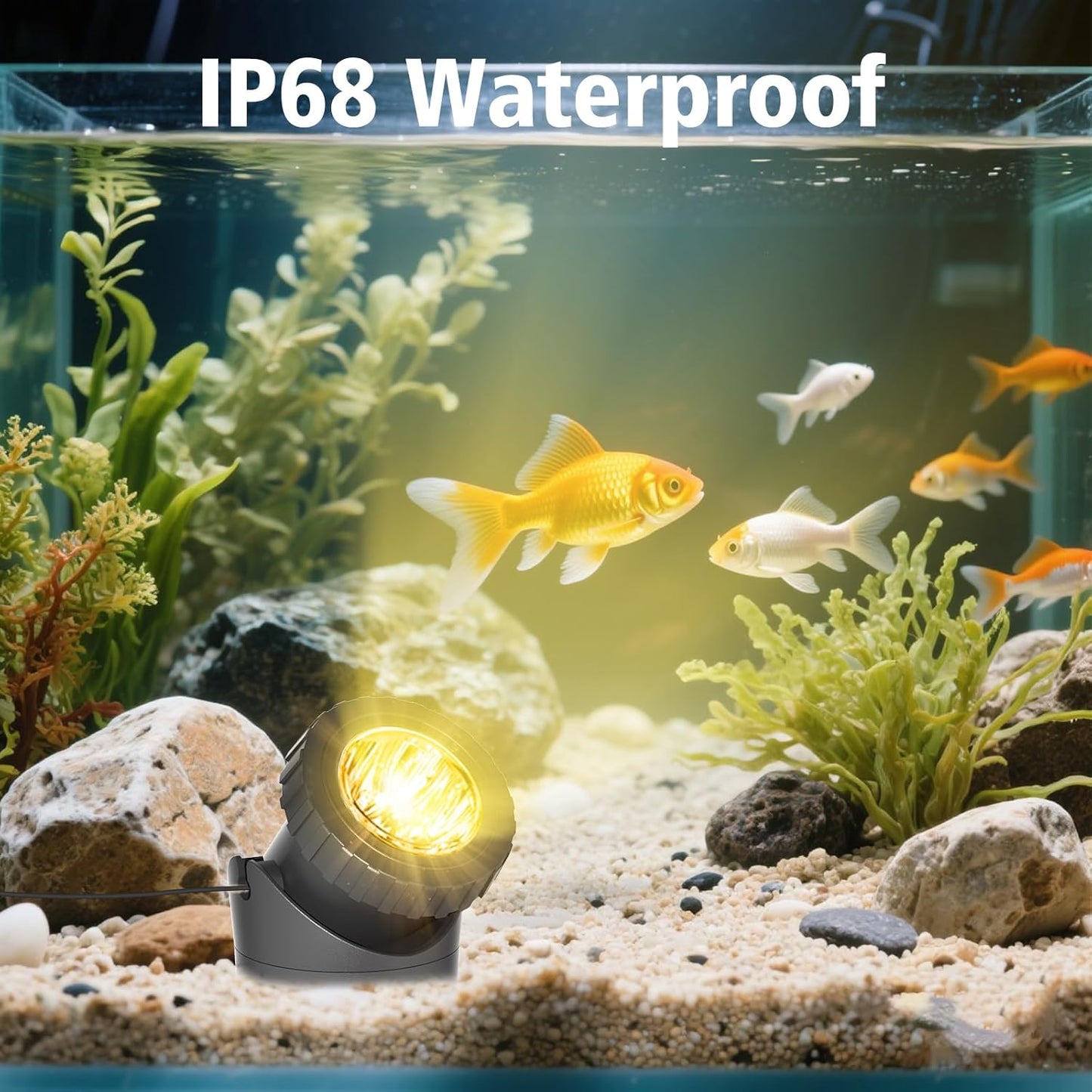 T-SUN Solar Pond Lights, 3-in-1 Warm White LED Submersible Light with 2 Light Modes, IP68 Waterproof Floating Underwater Lights for Outdoor Ponds, Garden Fountain, Decorative Aquascape