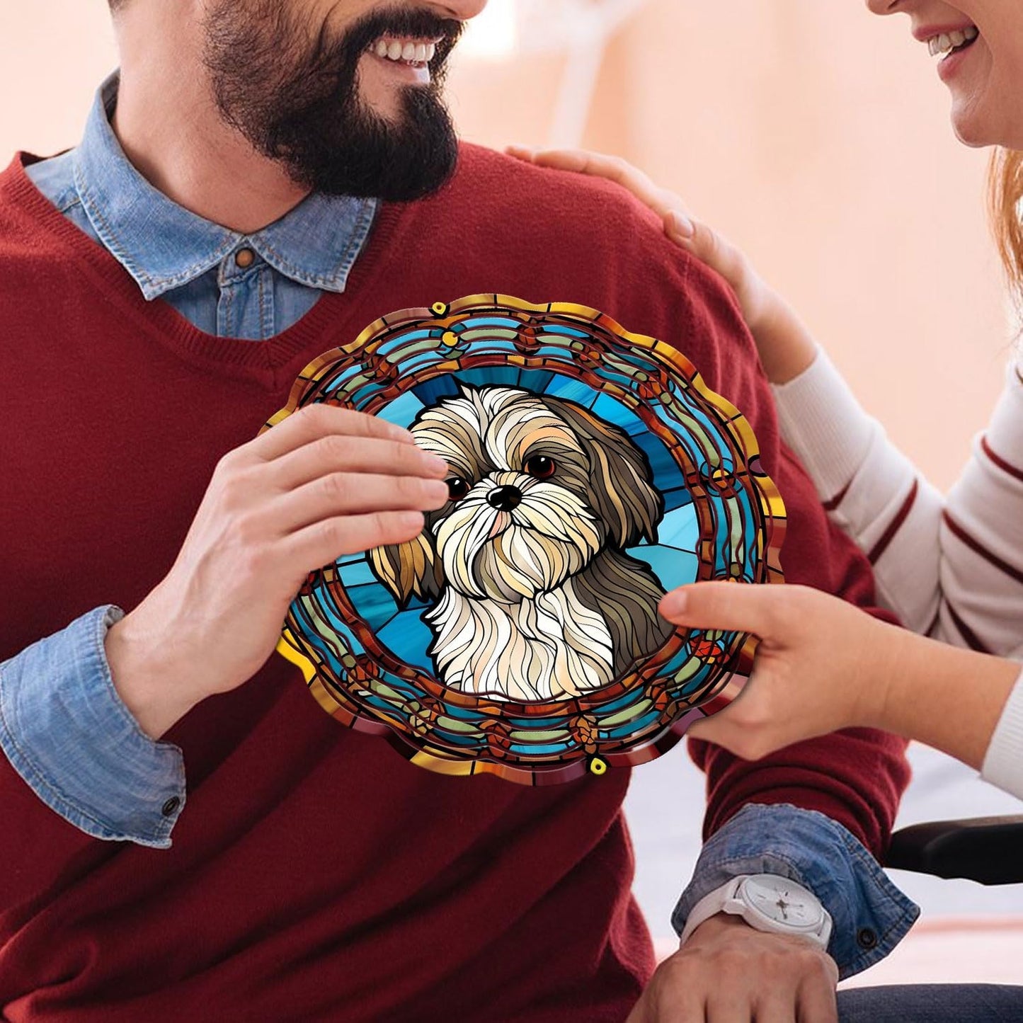 Shih Tzu Yard and Garden Wind Spinner, Unique 3D Hanging Shih Tzu Wind Spinner