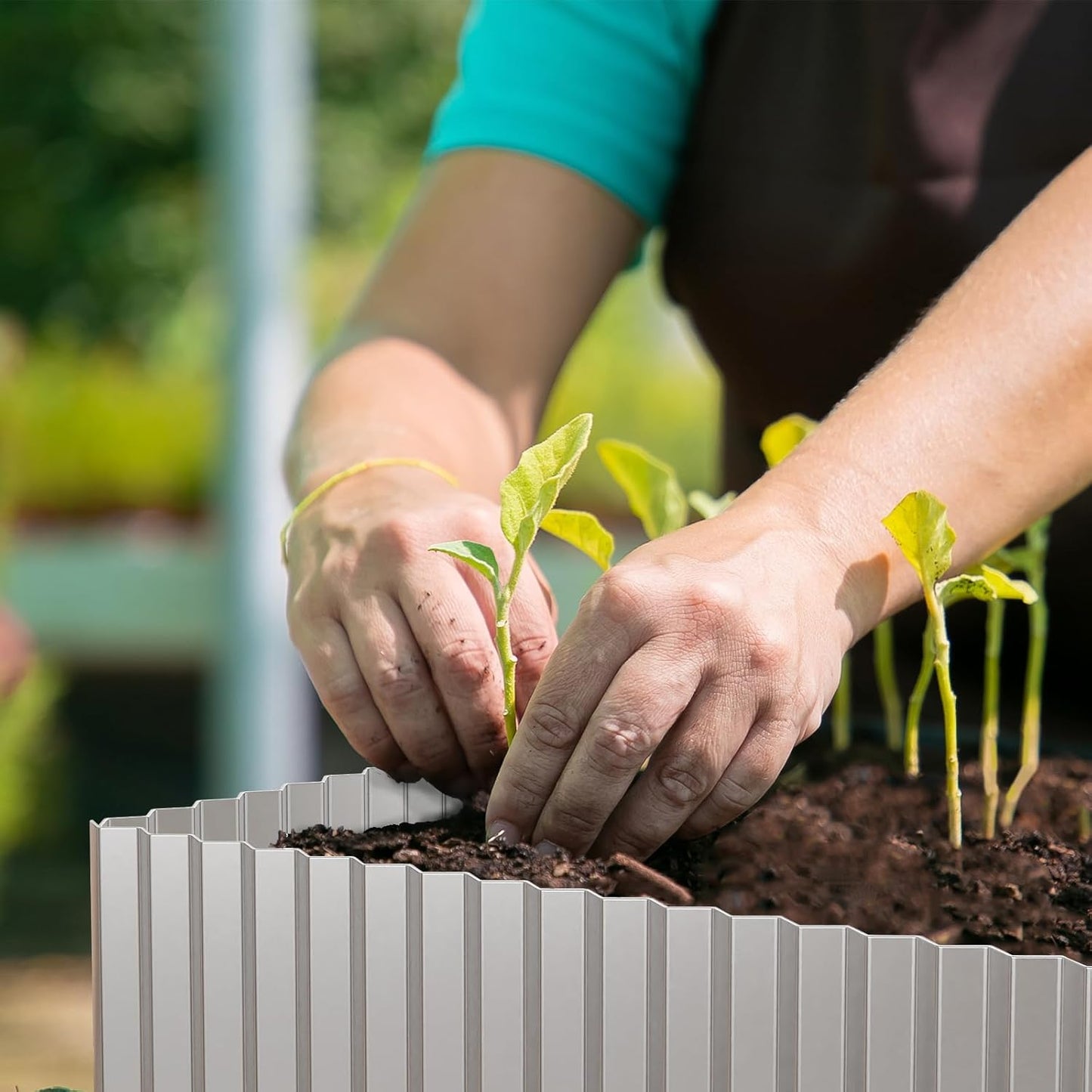 SnugNiture Corrugated Metal Garden Edging,10" x 20' Sturdy Lawn Edging Border,Landscape Edging Border for Lawn, Flower Bed,Garden and Yard