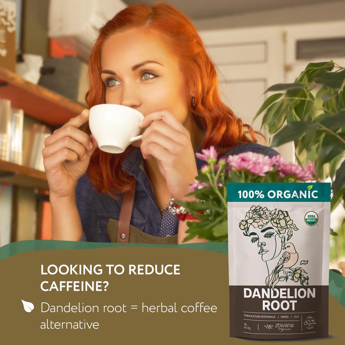Dandelion Root Organic - Dandelion Tea - Diente de Leon Organico – Natural Cleansing, Gut Flora, Digestion, Liver, Skin – 4 oz
