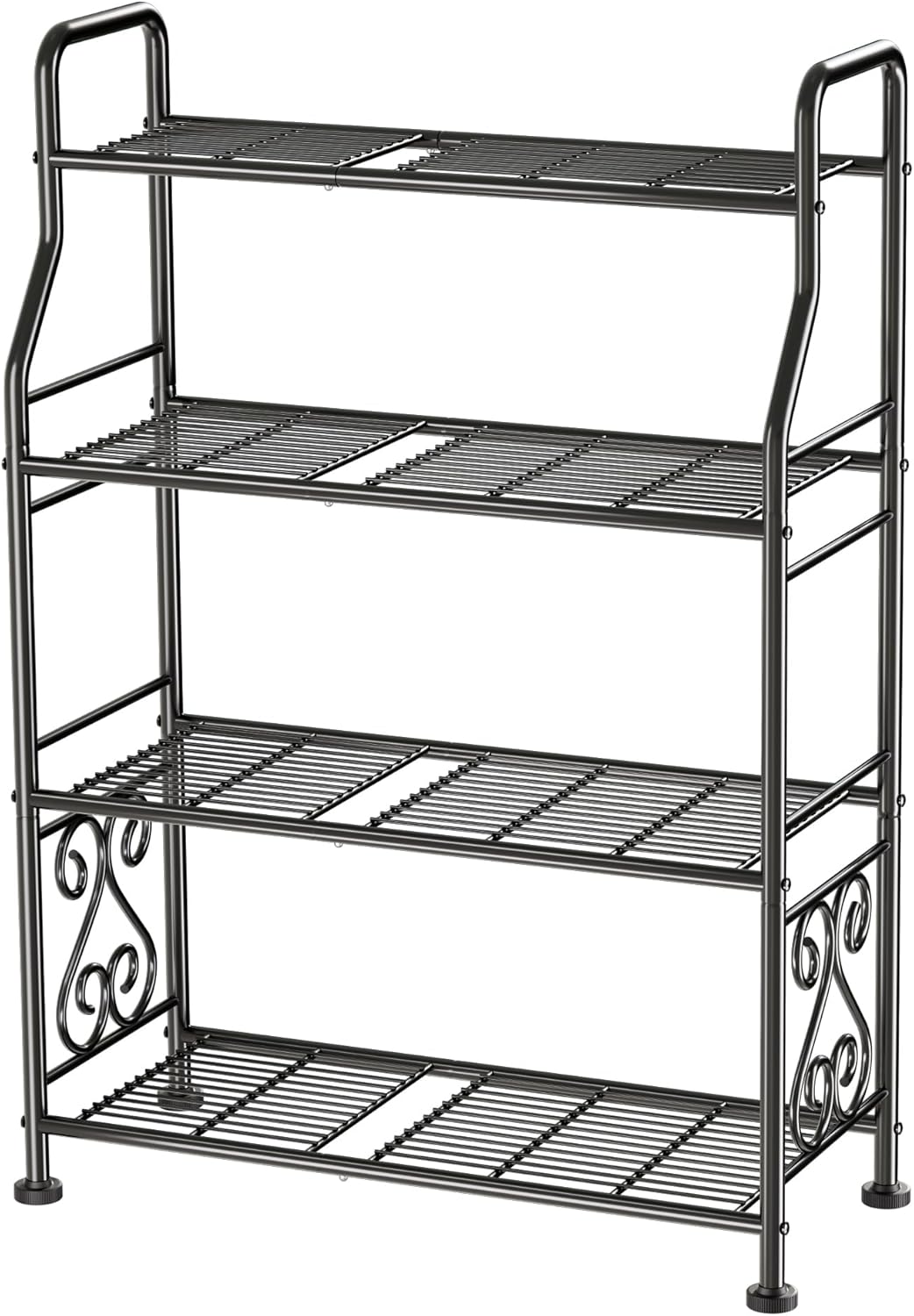 GIOTORENT Plant Stand Outdoor Indoor 4 Tier Metal Waterproof - 41.3" Plant Shelf for Patio, Balcony, Living Room, Large Capacity Tiered Plant Rack, Black