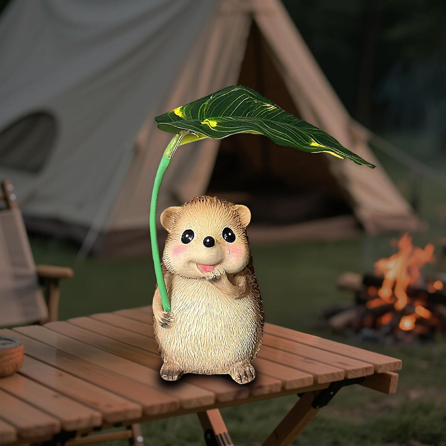 Solar Garden Statues Hedgehog Garden Decor Figurine Lights with Umbrella for Outside,Yard Decorations Outdoor Patio Decor,Gardening Gifts for Thanksgiving Christmas Mother's Day