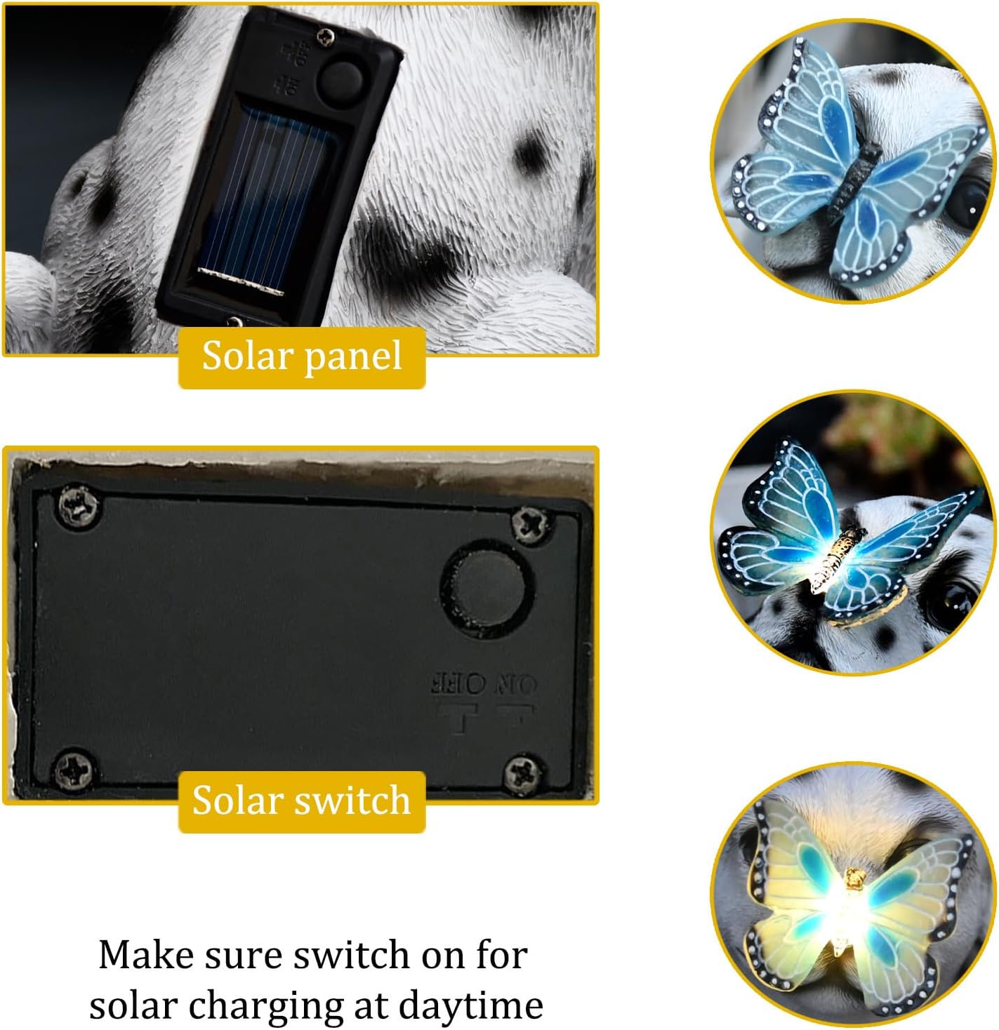 Cat Garden Figurines Outdoor Decor Solar Statue with LED Lights for Patio Lawn Yard Art Decoration Housewarming Garden Gift