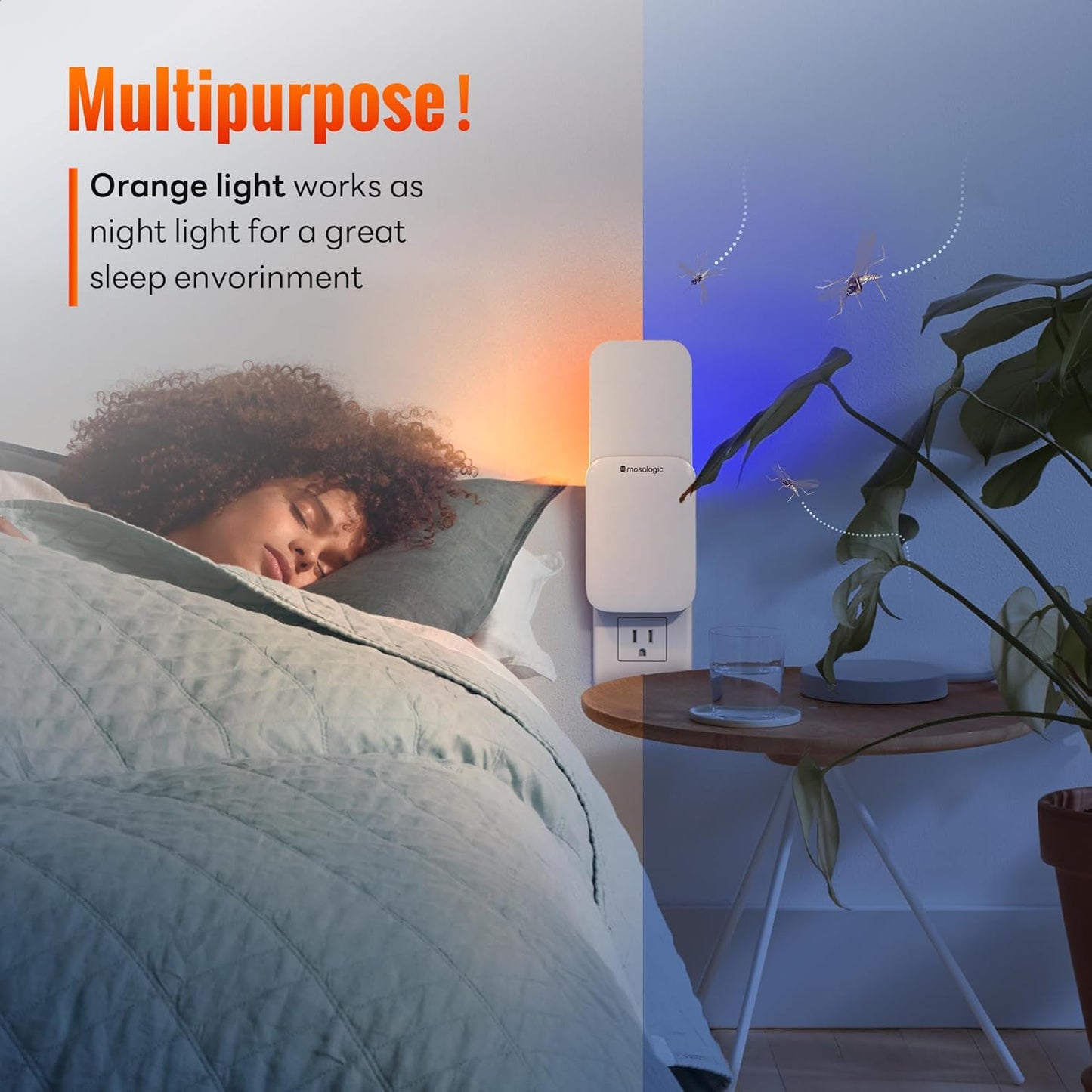 Mosalogic Fruit Fly Traps for Indoors Gnat Trap for House Indoor-600 Sqft Protection Area UV Fly Insect Trapper for Fruit Flies,Gnats,Mosquito,and Other Flying Insect Plug-in Bug Killer White 2Pack