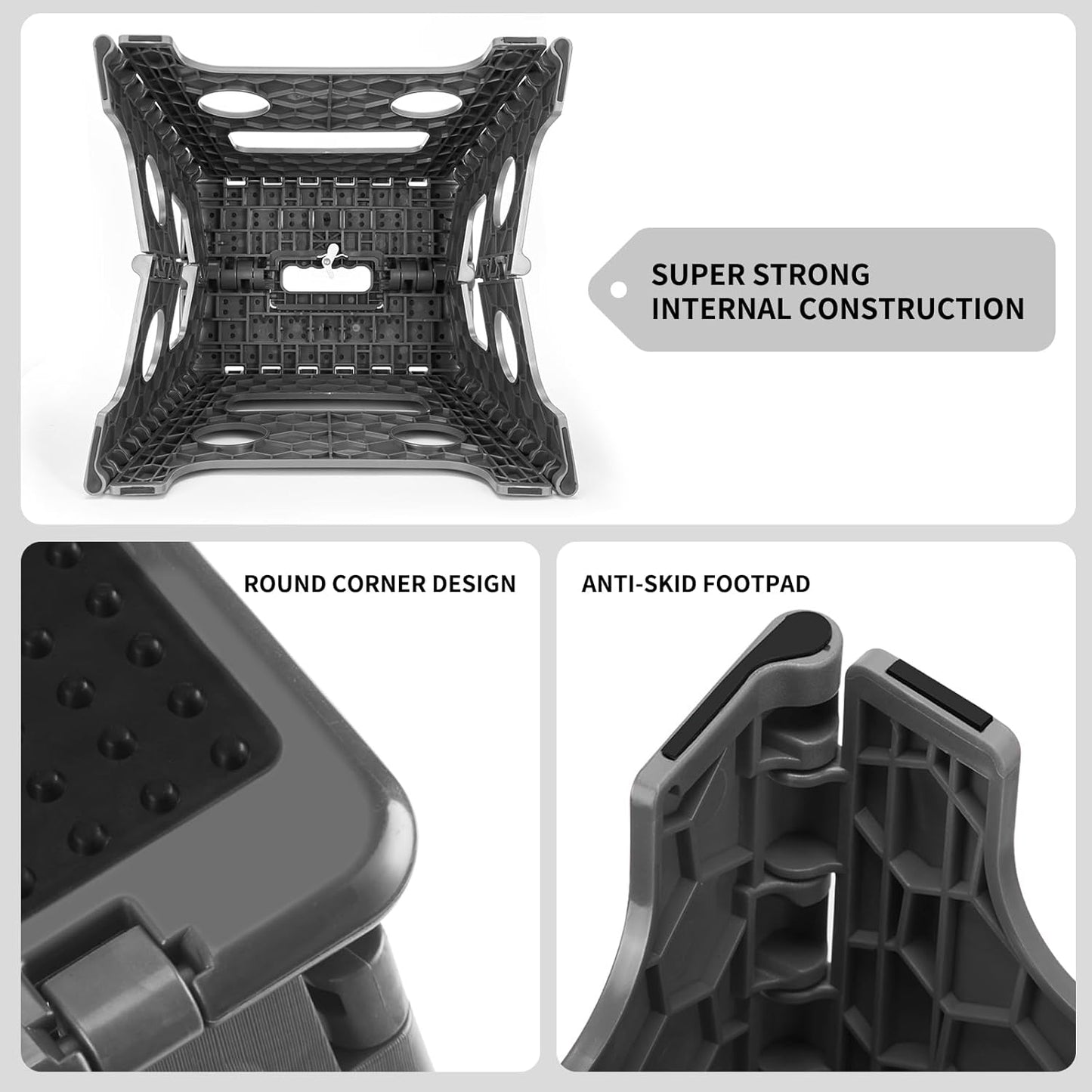 Delxo Folding Step Stool 13 inch Height Heavy Duty Foldable Step Stools for Adults and Kids,Kitchen Small Collapsible Fold Up Stepping Stool 1 Pack in Grey Dotted Texture