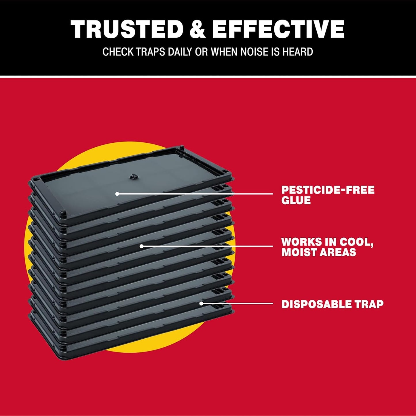 Catchmaster Rat, Snake and Mouse Traps 10Pk, Large Bulk Glue Rat Traps for Home, Adhesive Plastic Tray for Inside House, Snake, Mice, & Spider Catcher, Pest Control for House & Garage