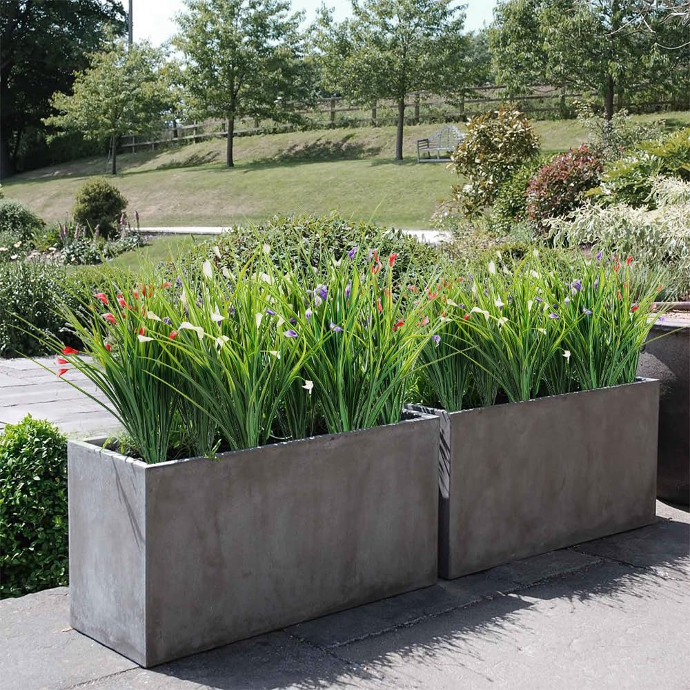 Melorca&Guilla Artificial Plants Outdoor 3PCS 23“ Fake Tall Grass,Faux Grass Plant,Artificial Greenery Shrubs Bushes for Garden Porch Window Box Shop Office Home Décor