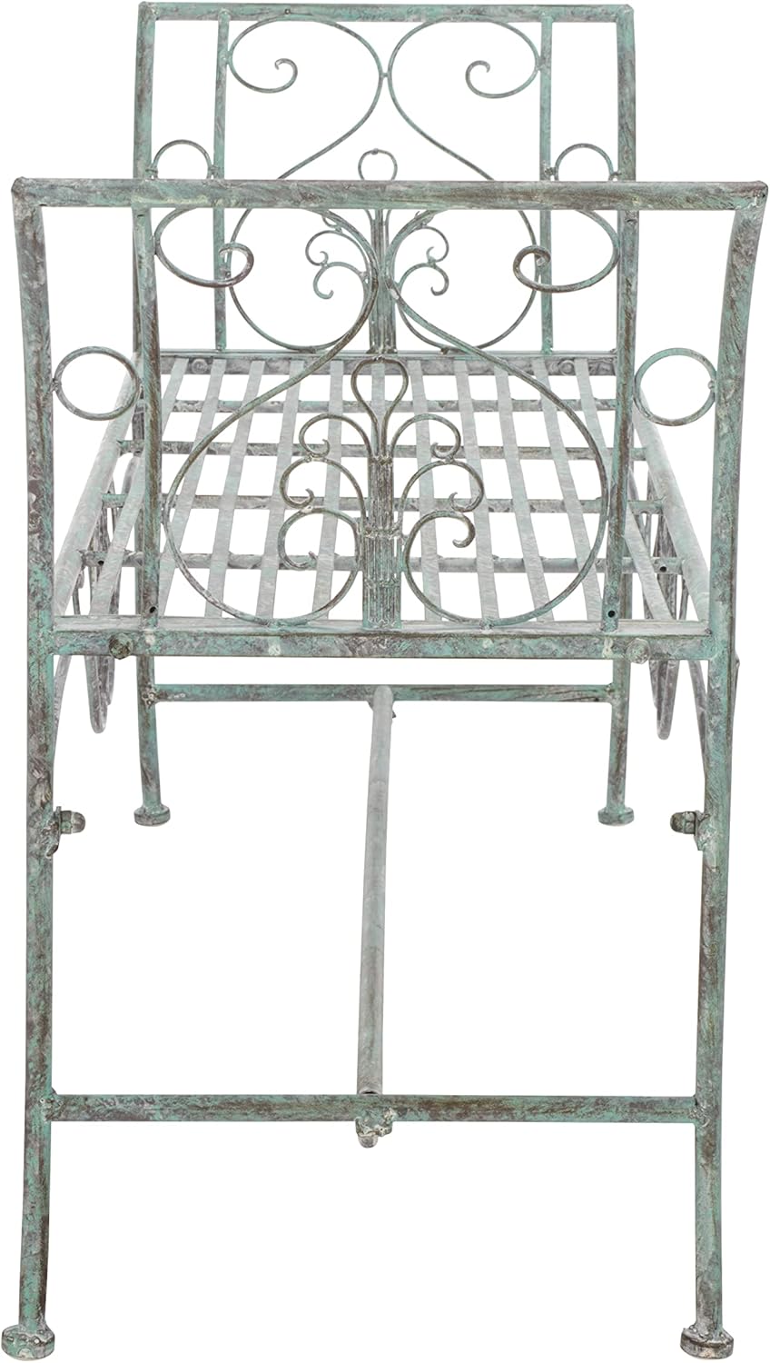 SAFAVIEH Outdoor Collection Adina Victorian Antique Dark Green Wrought Iron 51-inch Wide Garden Bench