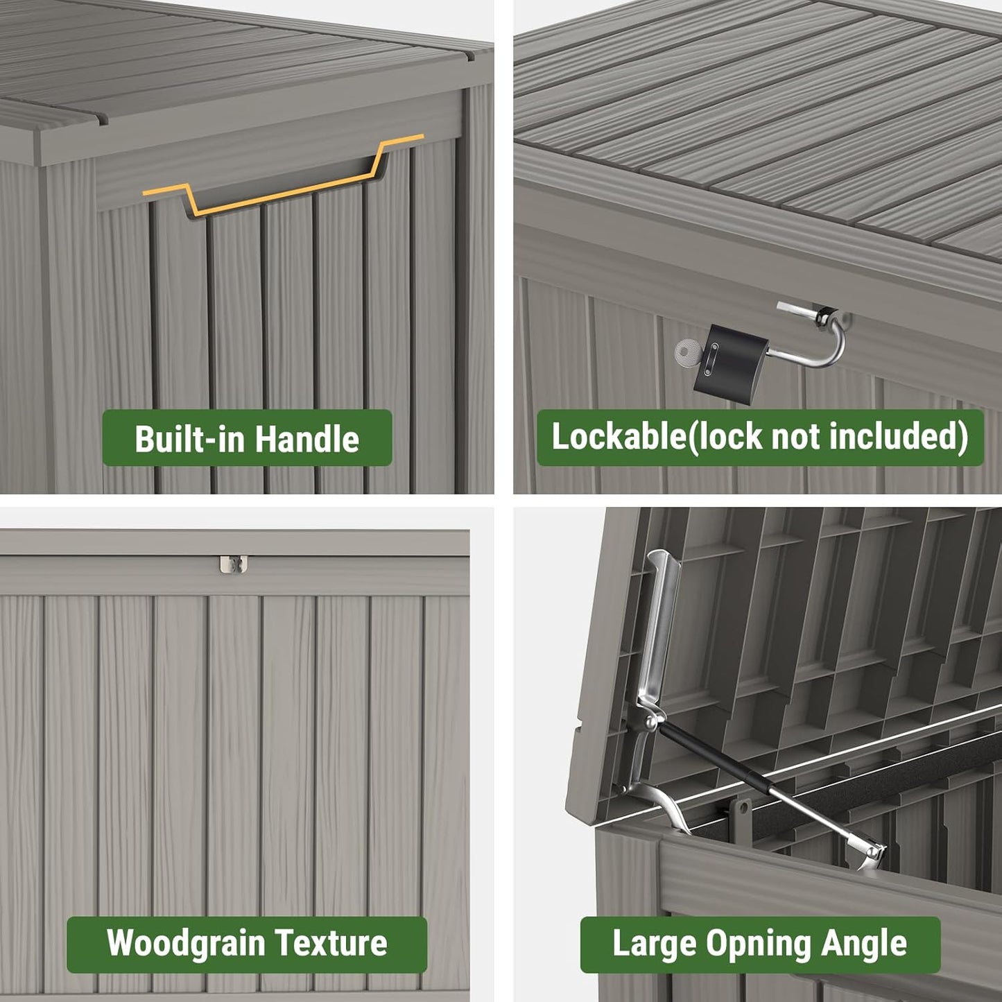 Mars Villa 180 Gallon Outdoor Storage Box, Large Resin Deck Box Waterproof, Storage Bin for Outside Patio Furniture Cushions, Pool Supplies, with Hydraulic Hinge, UV Resistant and Weatherproof, Greige