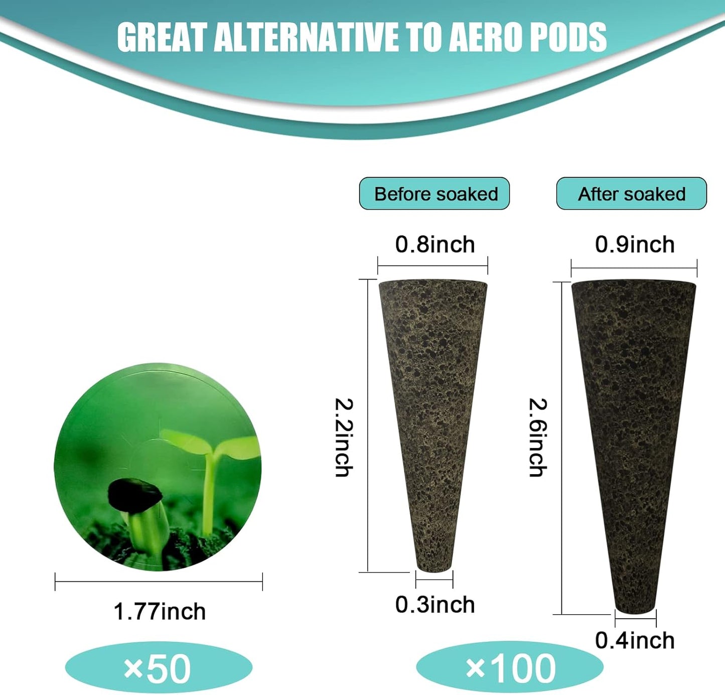 150pcs Seed Pod Kit for Hydroponics, Grow Anything Kit with 100pcs Grow Sponges, 50pcs Pods Labels, Hydroponics Pods Replacement Compatible with Hydroponics Growing System from All Brands