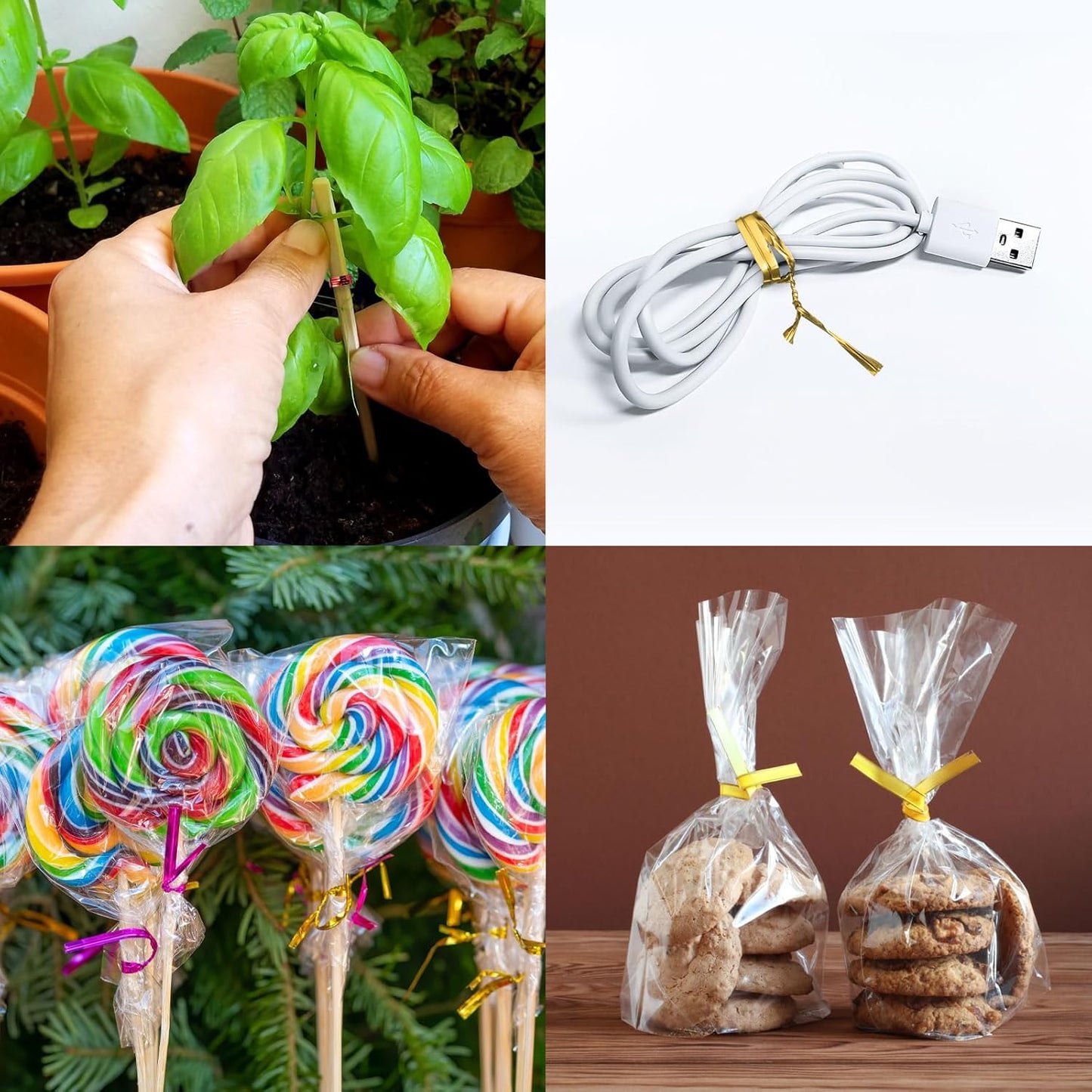 HARFINGTON 1000pcs Bag Twist Ties 3.5" Reusable Kraft Paper Twist Ties Wire Cable Ties for Party Bread Candy Cake, Red