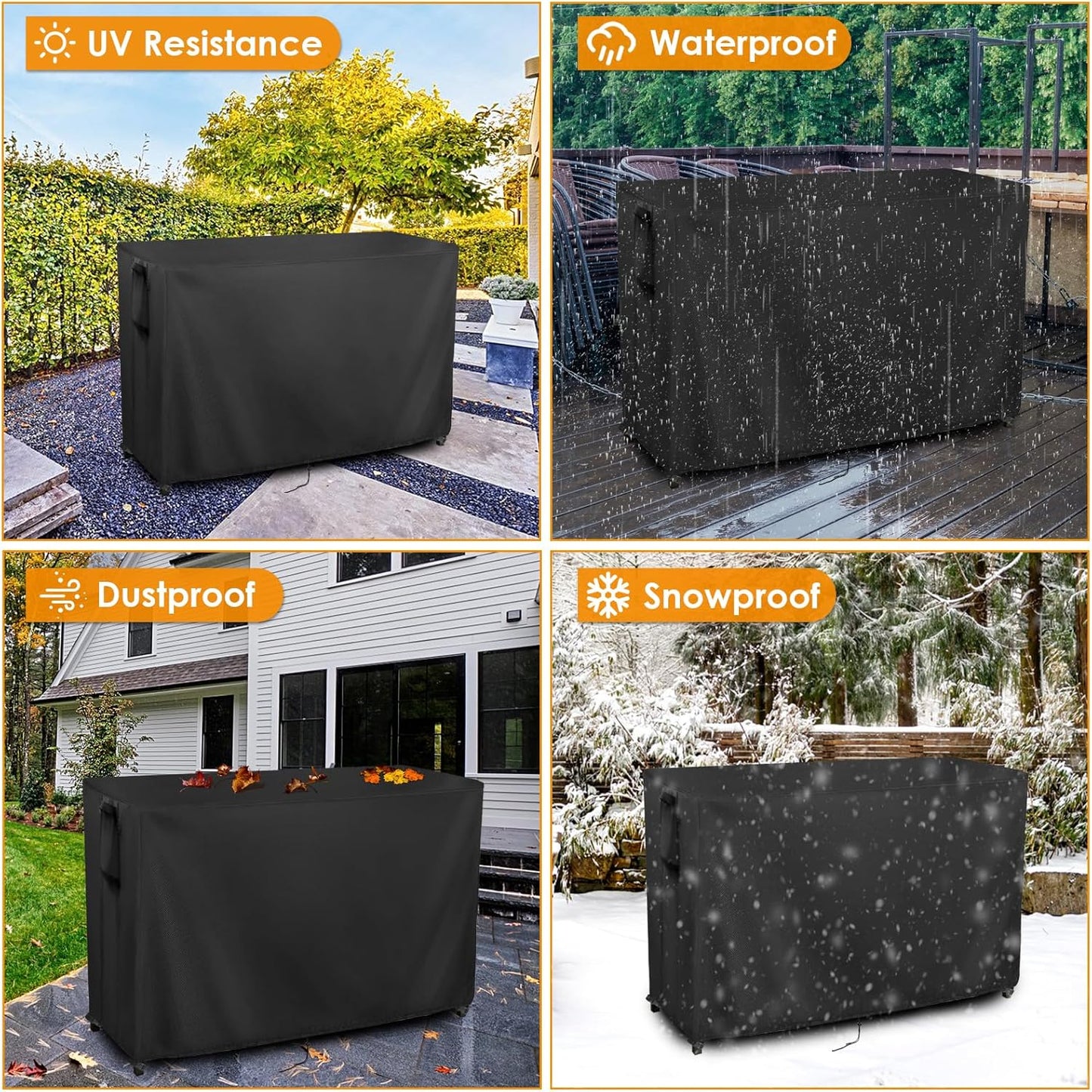 Kingling Outdoor Table Cover for Bar Table, 72 Inch Waterproof Patio Bar Cover for Outdoor Prep Table - 72''L x 29''W x 44''H