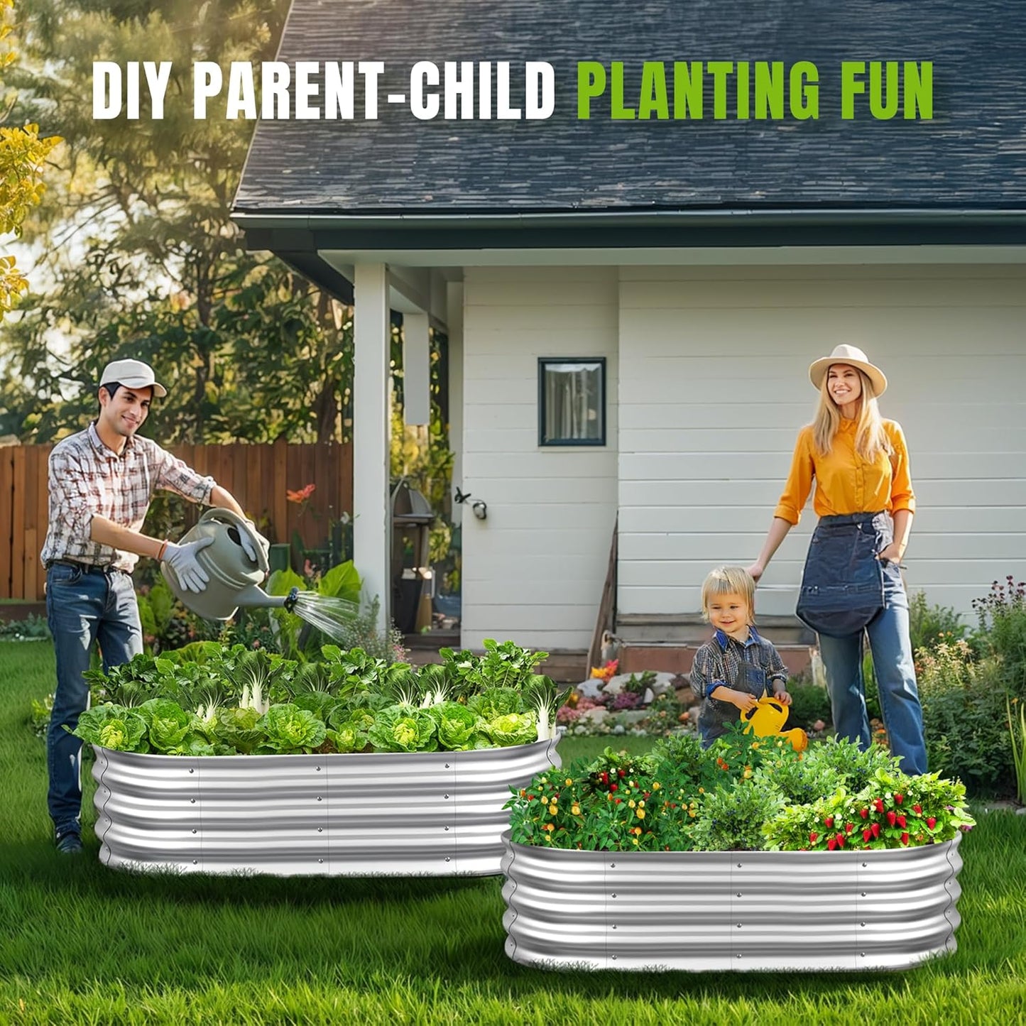 Sponvatt Raised Garden Bed - Outdoor Galvanized Raised Garden Bed Planter Boxes, Large Oval Metal for Gardening Planter Box Kit,Suitable for Vegetables,Herbs (Silver, 8x4x1 Ft)