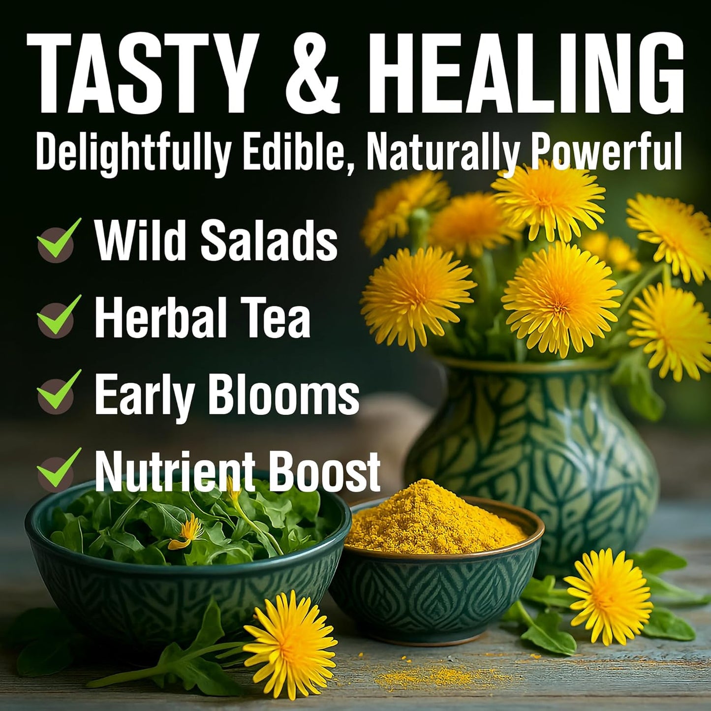 HOME GROWN π¨π¦π π£π₯ππ ππ¨π Dandelion Seeds for Planting β 600 Heirloom Medicinal Herb Seeds (~0.3g) π‘π’π‘-ππ π’ Grow Edible Leaves and Flowers for Remedies or Wildlife (Taraxacum officinale)