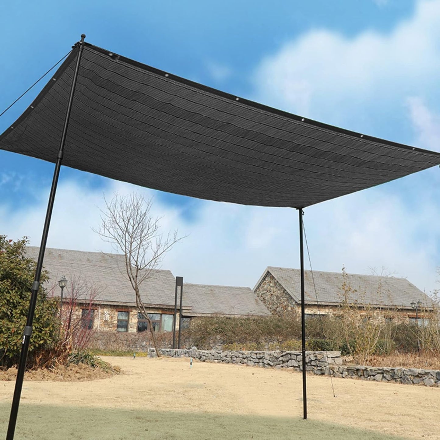 winemana 50% Black Shade Cloth, 8 x 20 FT Durable Mesh Tarp with Grommets, Garden Sunblock Shade Cloth Shading Antifreezing for Plants Cover, Greenhouse, Barns Kennel, Patio, Tomatoes