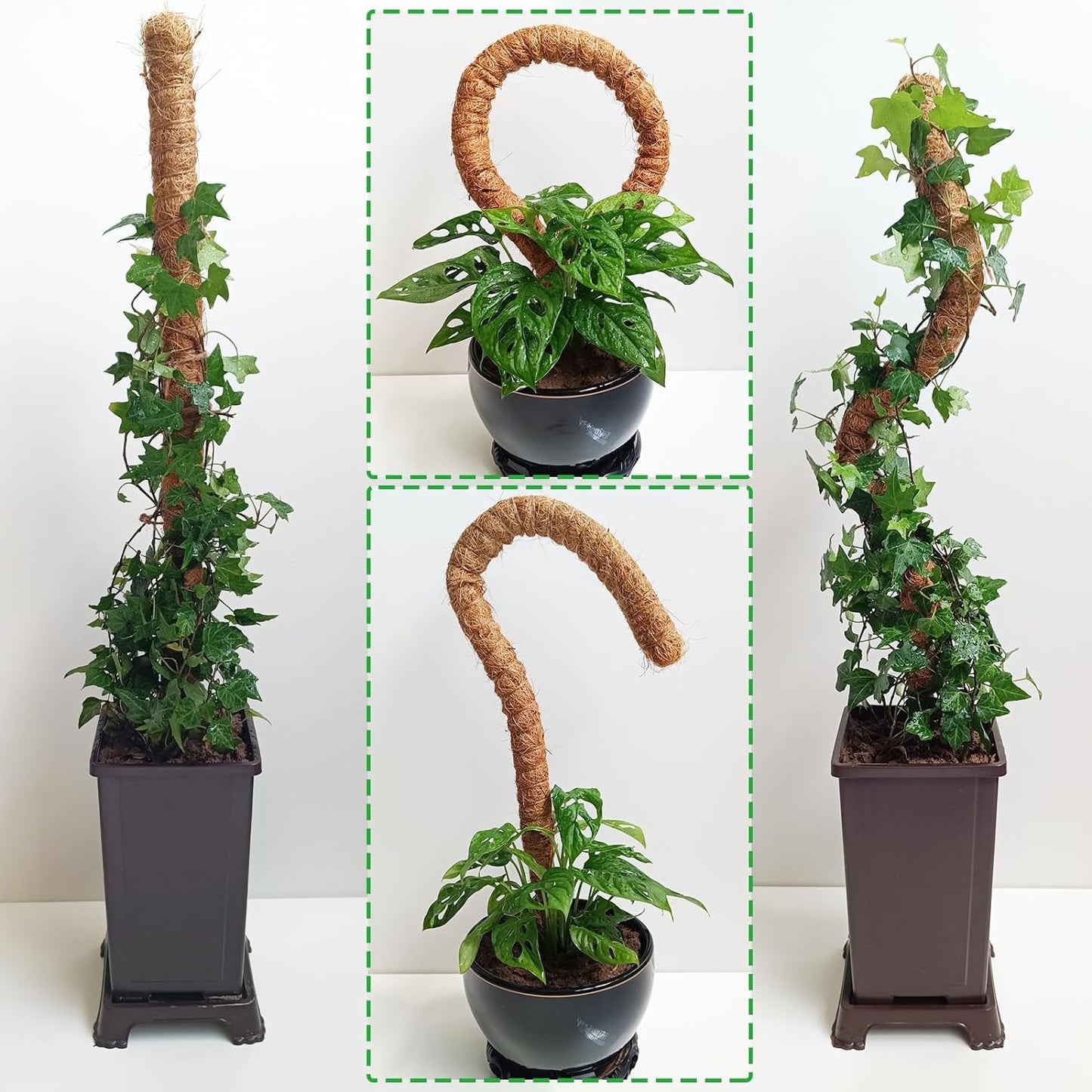 2 Pack 25" Moss Pole, Bendable Moss Pole for Plants Monstera, Moss Poles for Climbing Plants Indoor, Handmade Coco Coir Plant Pole Sticks Support Stakes for Potted Plants