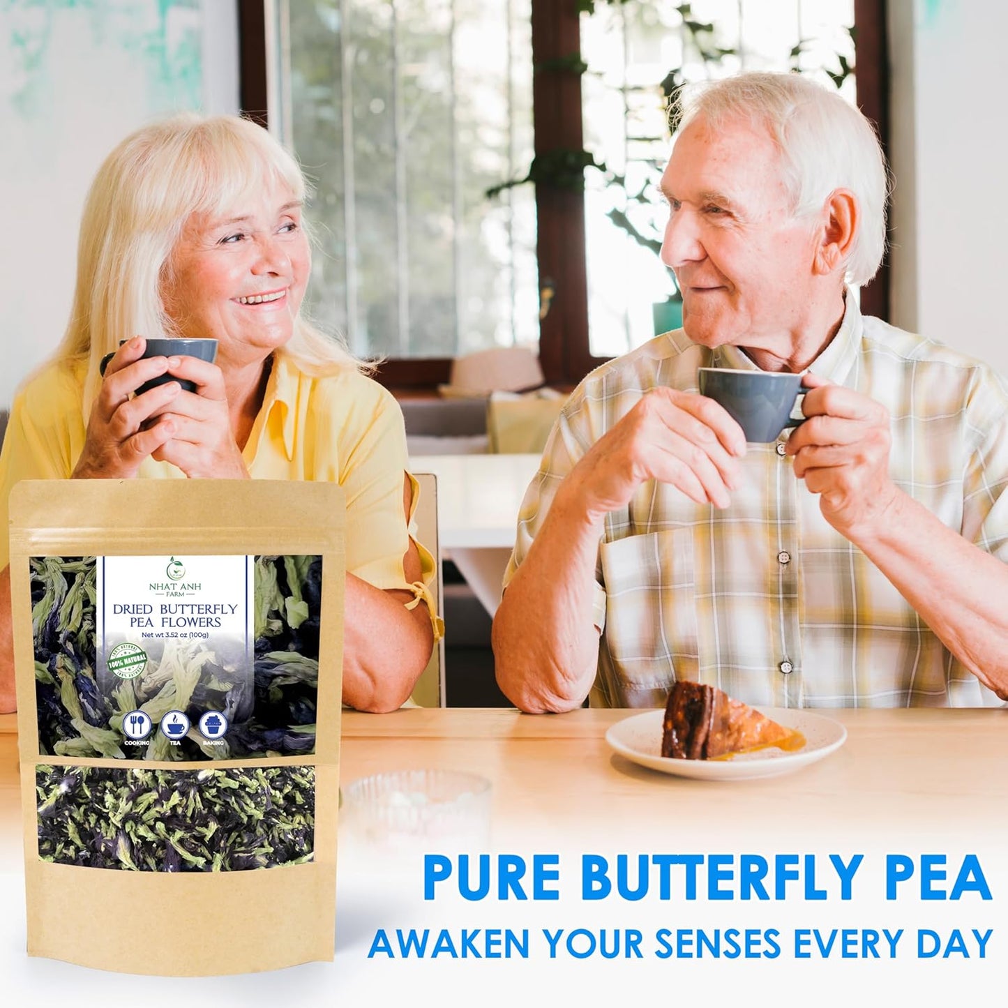 Nhat Anh Farm - Premium Dried Butterfly Pea Flower - 3,5oz(100g) Blue Butterfly Pea Flower - 100% Natural & Pure, Sugar/Caffeine/Gluten Free - For Making Tea