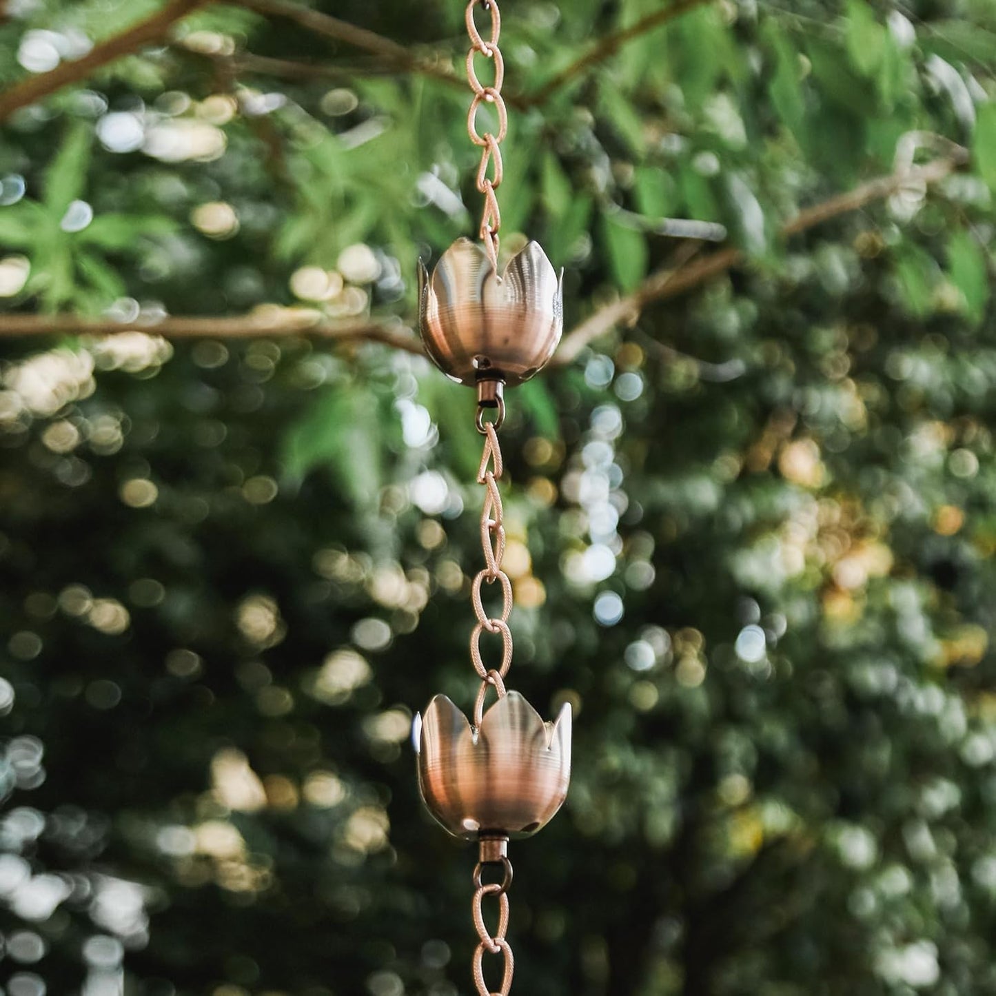 Rain Chain Decoration 6 Ft., Rain Catcher Chain Gutter Metal Downspout 70'' for House Eaves, Garden & Home, Flower Shape Rain Chains
