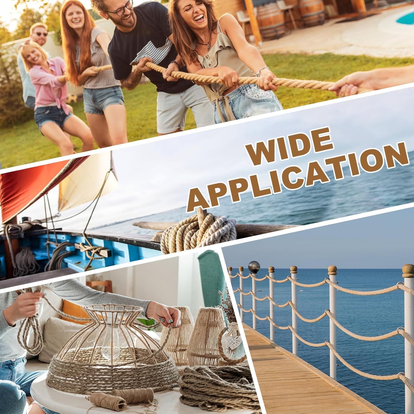 MECCANIXITY Jute Rope 1.1 Inch x 85ft, Thick Twine Rope Ropes Braided Jute Twine Natural Brown Burlap Cord String Heavy Twisted with Tapes for Decorative Crafts Railing Swing Tug of War