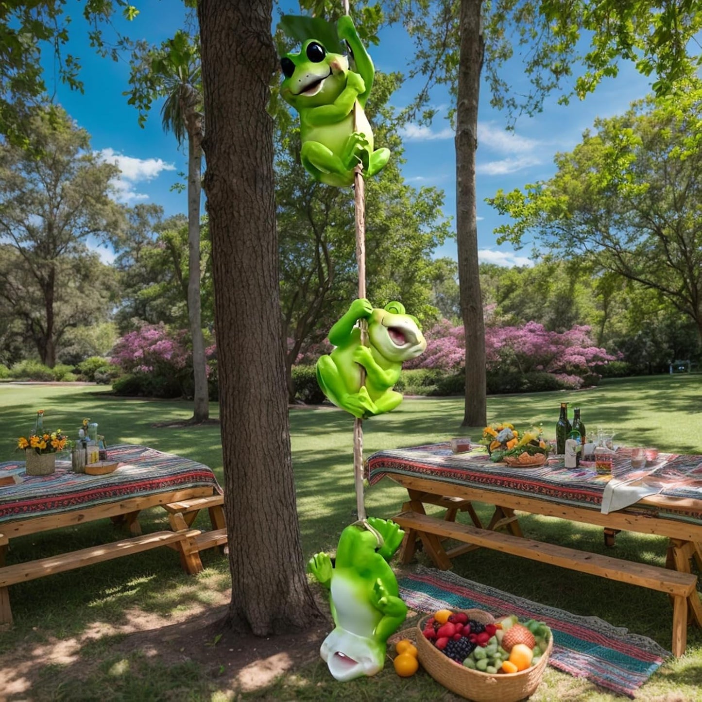 3pcs Hanging Frog Figurine and Statue Frog Toad Sculptures Garden Yard Art Decorations Outdoor