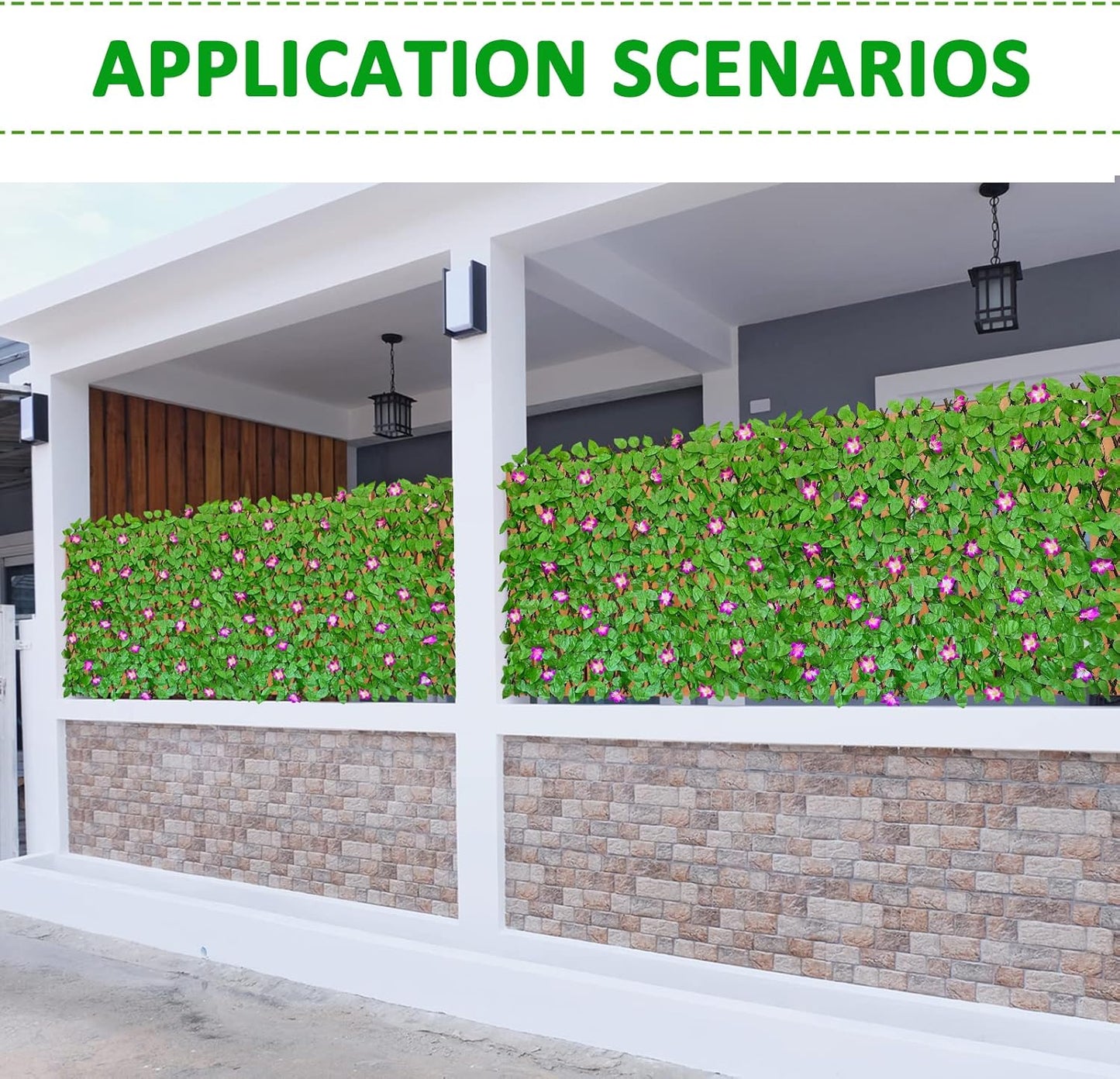 Expandable Fence Privacy Screen for Balcony Patio Outdoor,Decorative Faux Ivy Fencing Panel,Artificial Hedges (Single Sided Leaves)