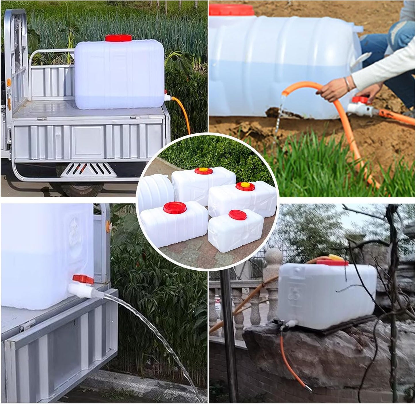 Large Water Storage Tank BPA Free Water Jug Container with Spigot, Portable Food Grade Plastic with Wide Opening for Outdoor Camping Hiking RV Emergency(Size:110L,Color:White)