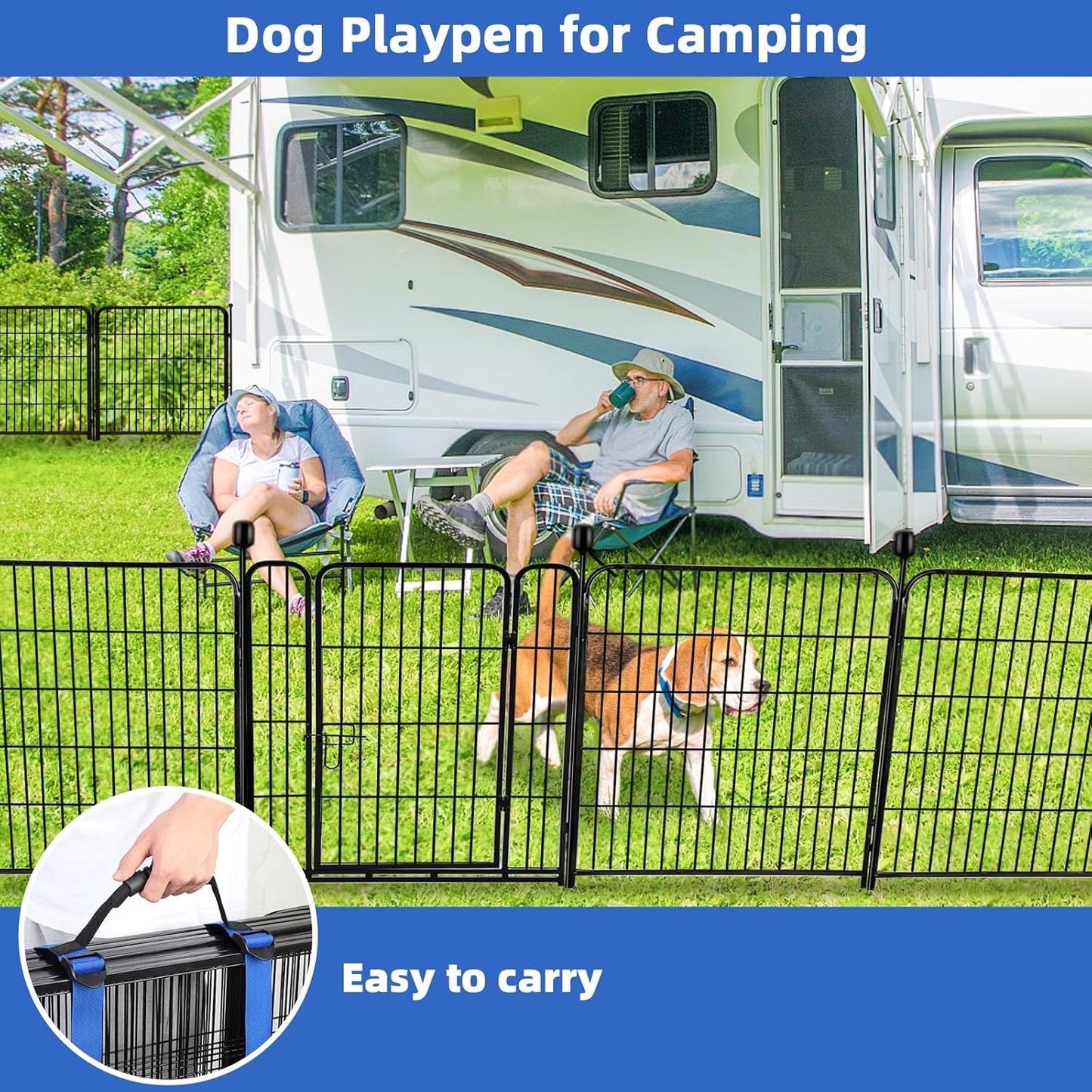 ADAVIN Garden Fence 32 in(H) x 35.4 ft(L) 16 Panels for Camping, Black Heavy Duty Iron Metal Animal Barrier Fence, Rabbit Fence for Yard, Indoor Dog Playpen, Temporary Flower Bed Fencing Border,Black