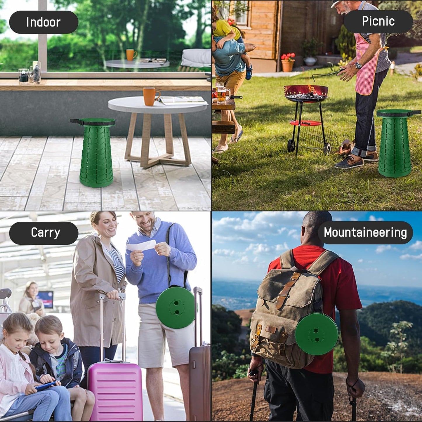 Portable & Lightweight Foldable Camping Chair for Adults, Heavy Duty Folding Stool with Adjustable Shoulder Strap, Perfect for Picnic, Beach, Backyard, and Sporting Events, Max Weight 400lbs