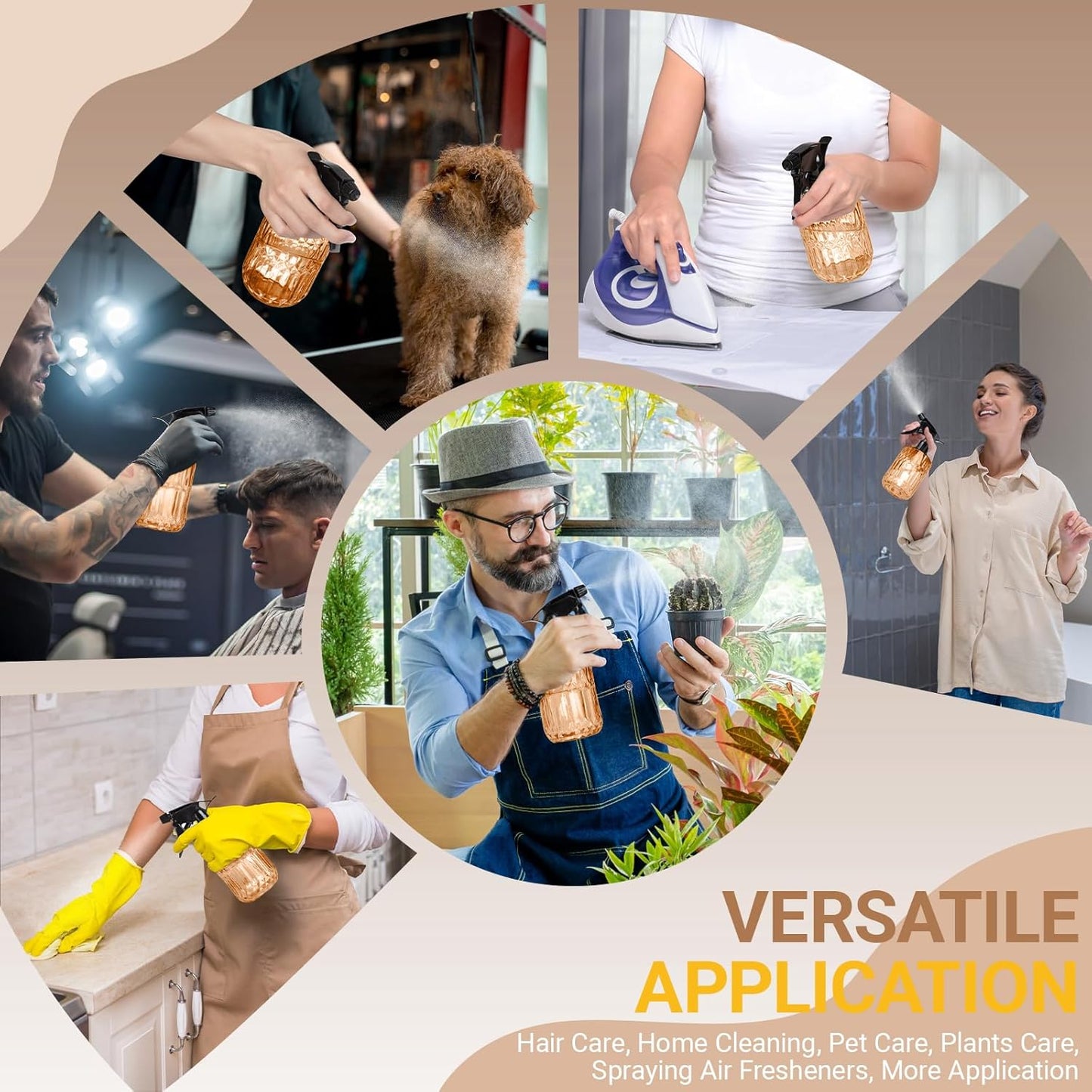 Glass Plant Spray Bottle, 13.5 oz Small Plant Mister, Leak Proof Fine Mist Watering can with Adjustable Nozzle for Indoor Plants Lover, Gardening, Hair, Cleaning Solutions (Orange)