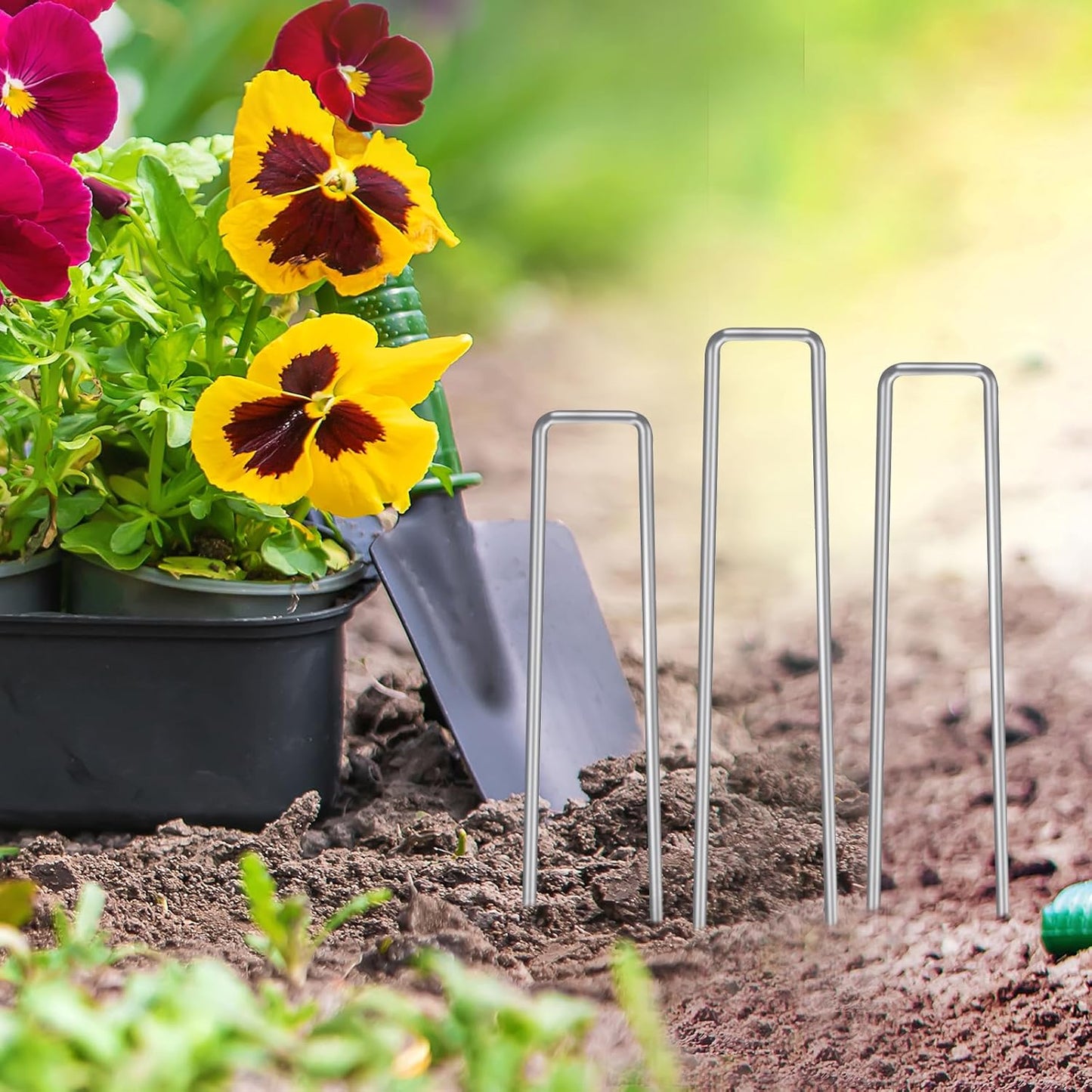 HongWay 6 Inch 25pcs Landscape Staples, 11 Gauge Galvanized Garden Stakes and U-Shaped Pins for Landscaping Fabric Weed Barrier Irrigation Tubing