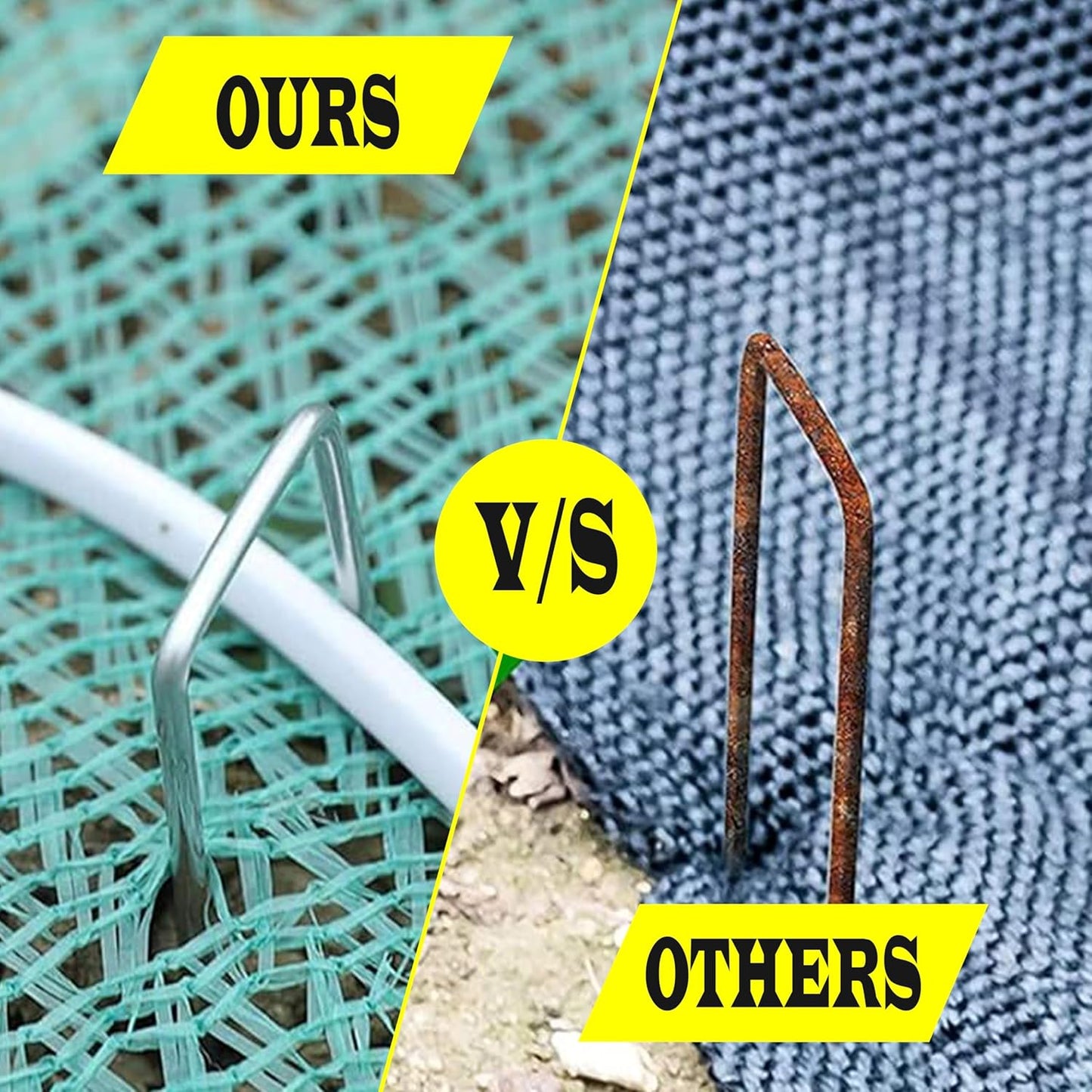 75 Pack x 4 Inch Landscape Staples Galvanised, Fabric Pins, 11 Gauge, Garden Staples, Tent Stakes, Fabric Pins for Lawn, Fence, Tent, Decoration, Weed Barrier, Outdoor. (75 x 4in)