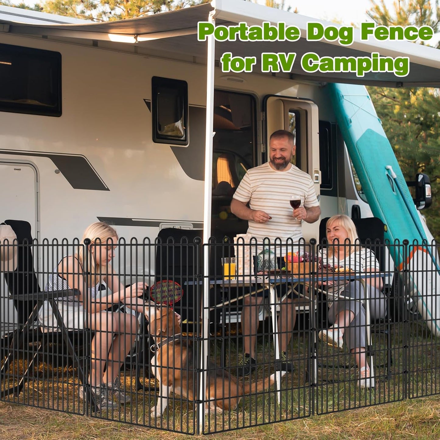 25 Panels No Dig Decorative Garden Fence with Gate for Yard, 32 in(H) X 59 ft(L) Animal Barrier Fencing for Outdoor Dog, Metal Portable Garden Fences for Borders, Pets, Landscape, Temporary Fence